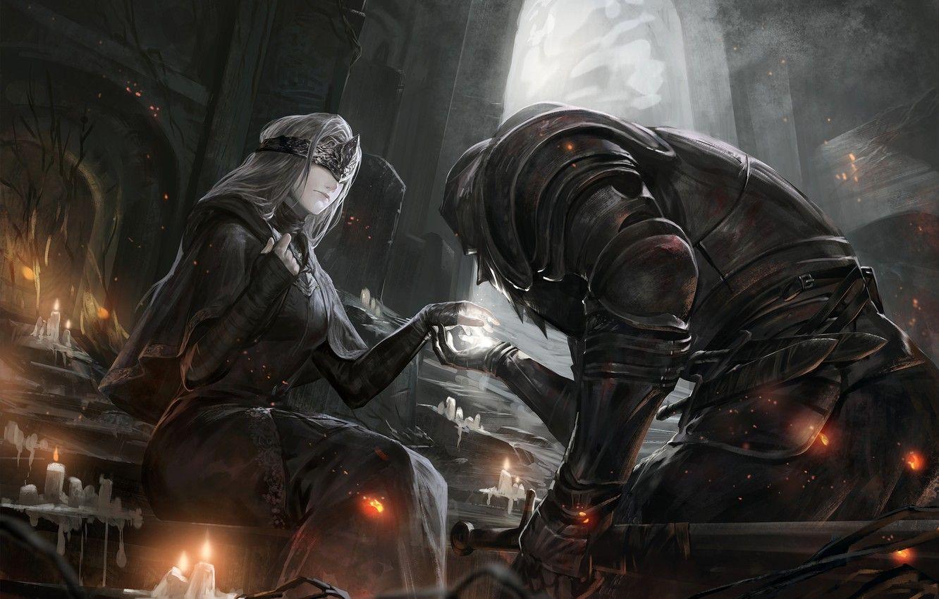 1332x850 Wallpaper girl, the game, art, dark souls image for desktop