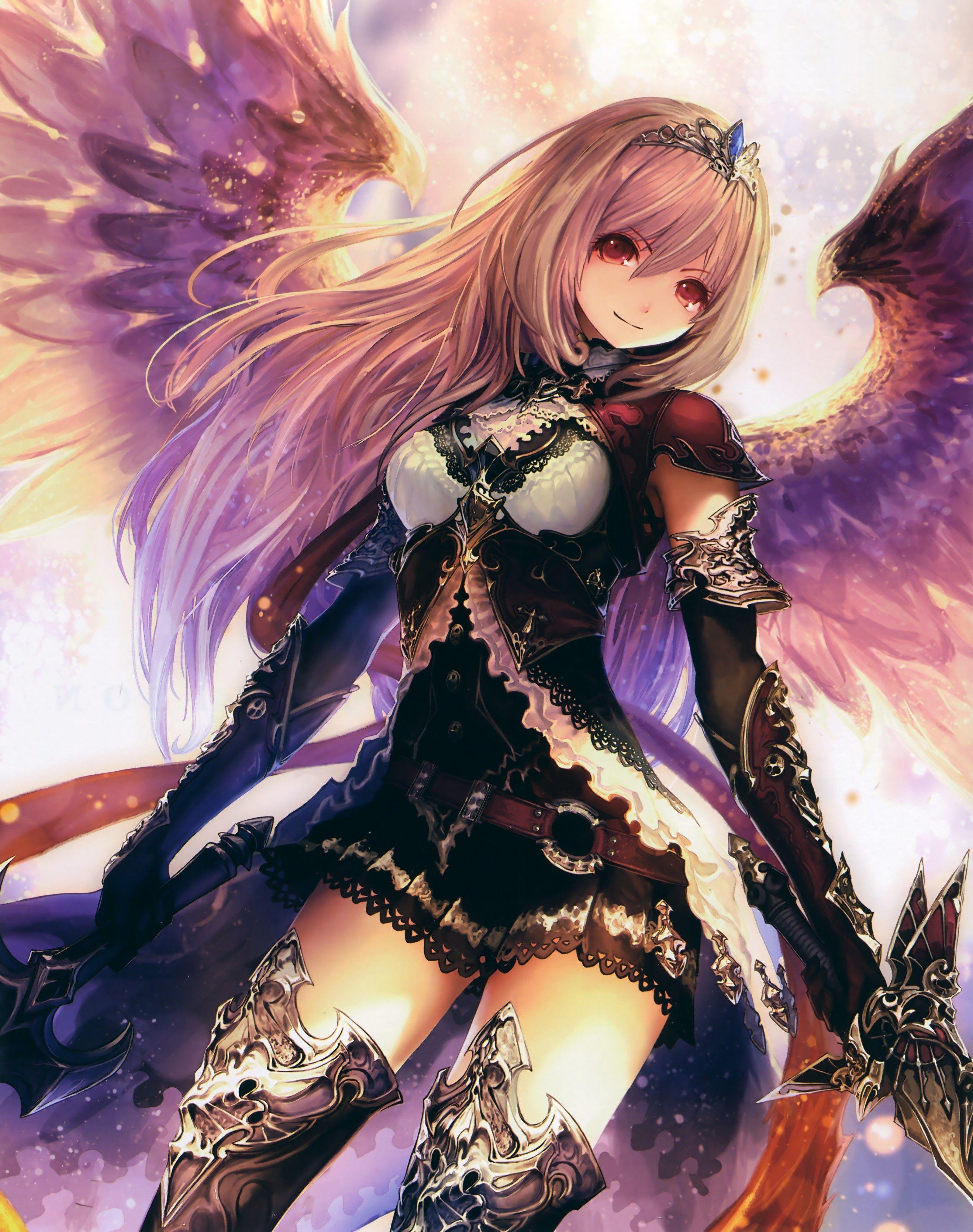 2764x3500 #Shingeki no Bahamut, #anime girls, #angel, #wings, #Dark