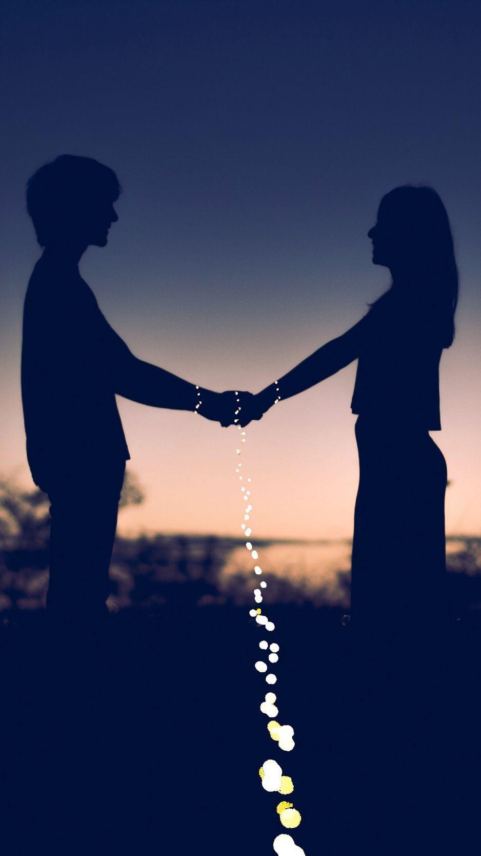 938x1668 Download wallpaper 938x1668 couple, love, silhouettes, happiness