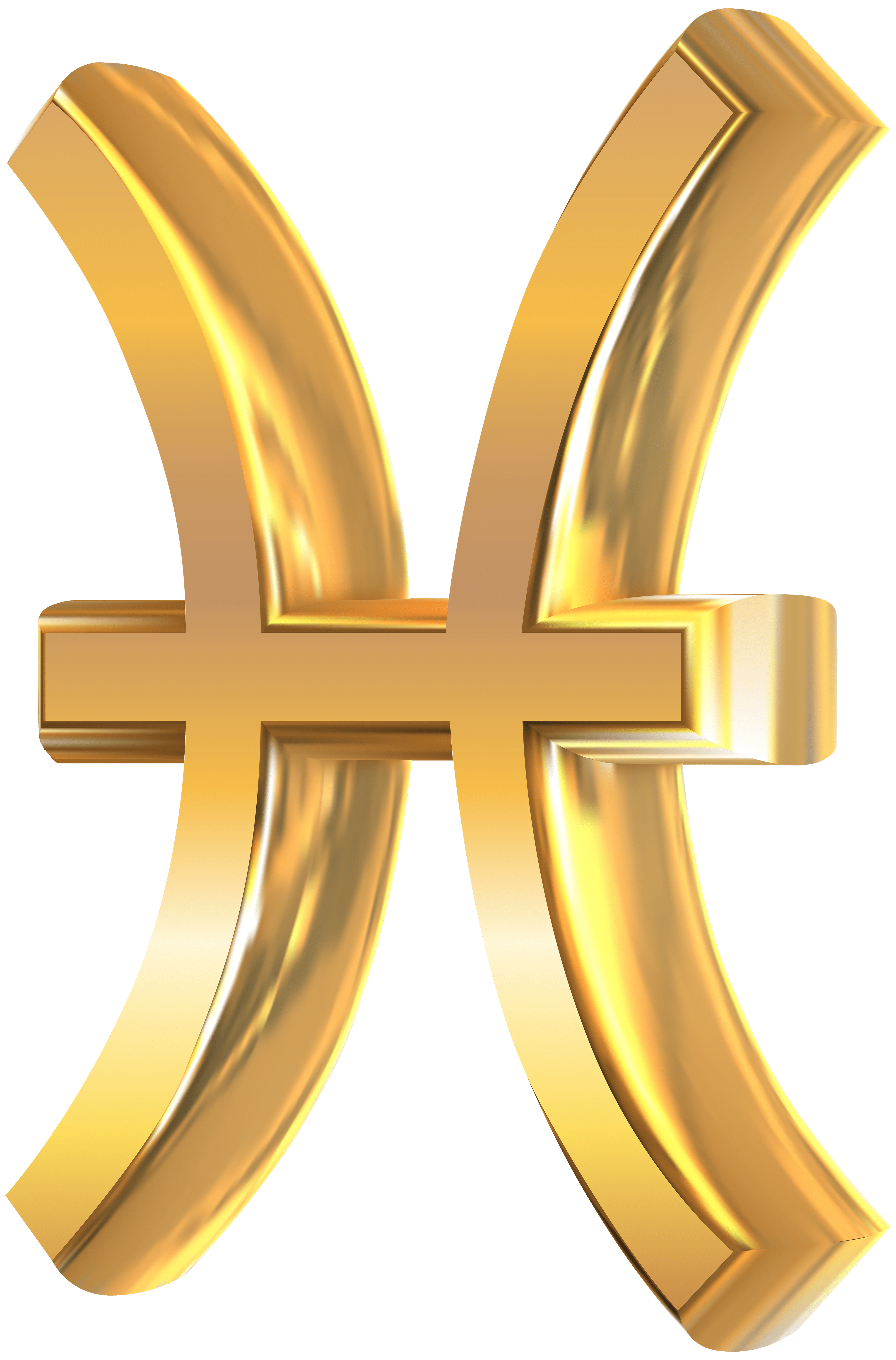 3956x6000 Pisces 3D Gold Zodiac Sign PNG Clip Art Image