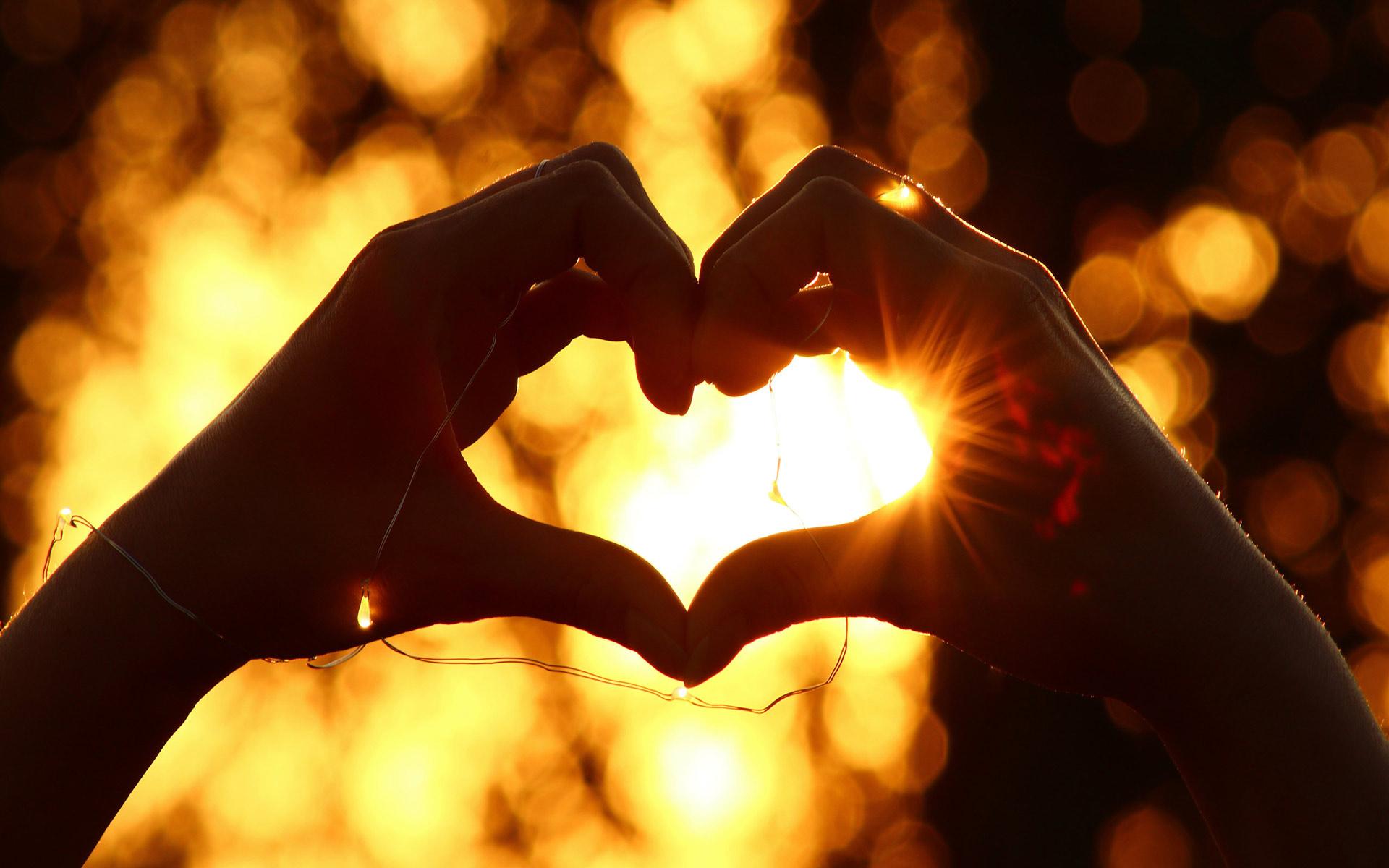 1920x1200 Fabuloussavers Wallpaper, Heart Hands, Love, Romantic, Silhouette