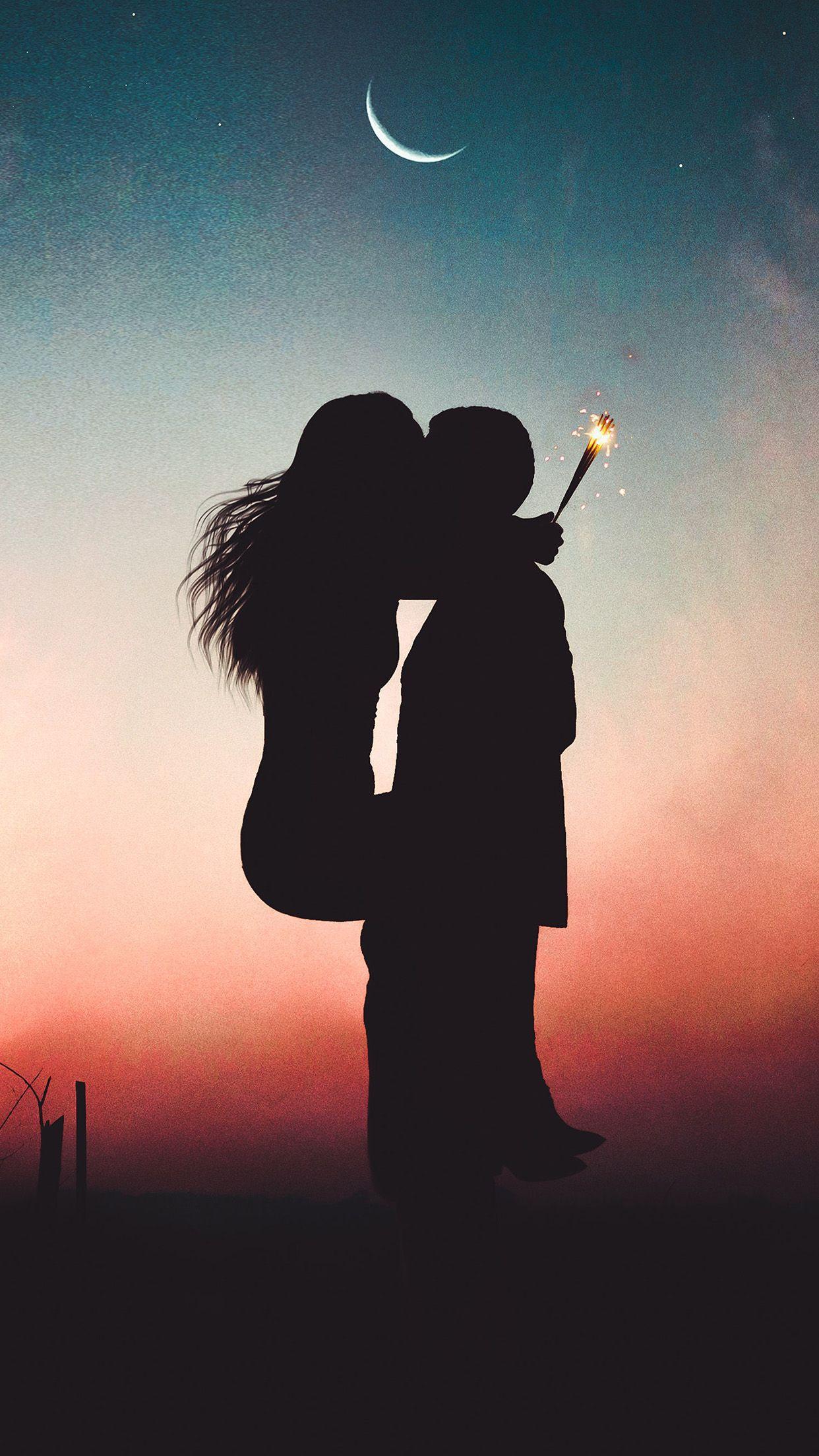 1242x2208 Love Moon Hug Man Woman Nature Wallpaper