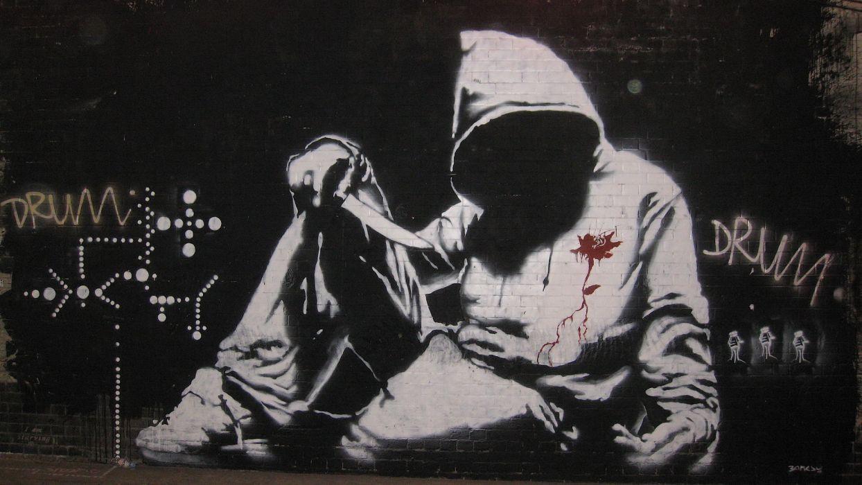 1244x700 Dark anarchy graffiti hood weapons knife art urban wallpaperx1080