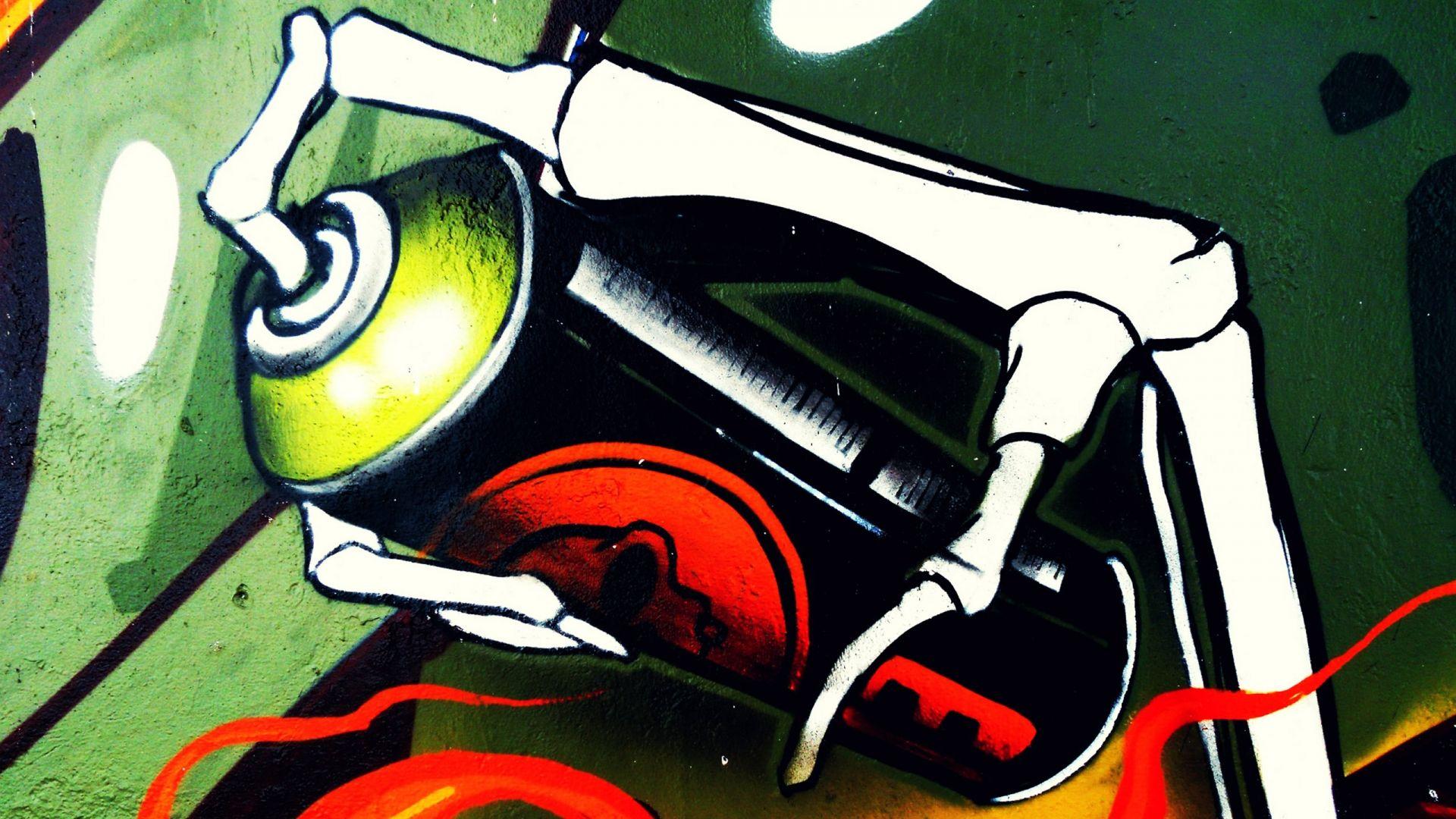 1920x1080 graffiti, Urban, Art, Paint, Dark, Horror, Bones, Wall, Skeleton