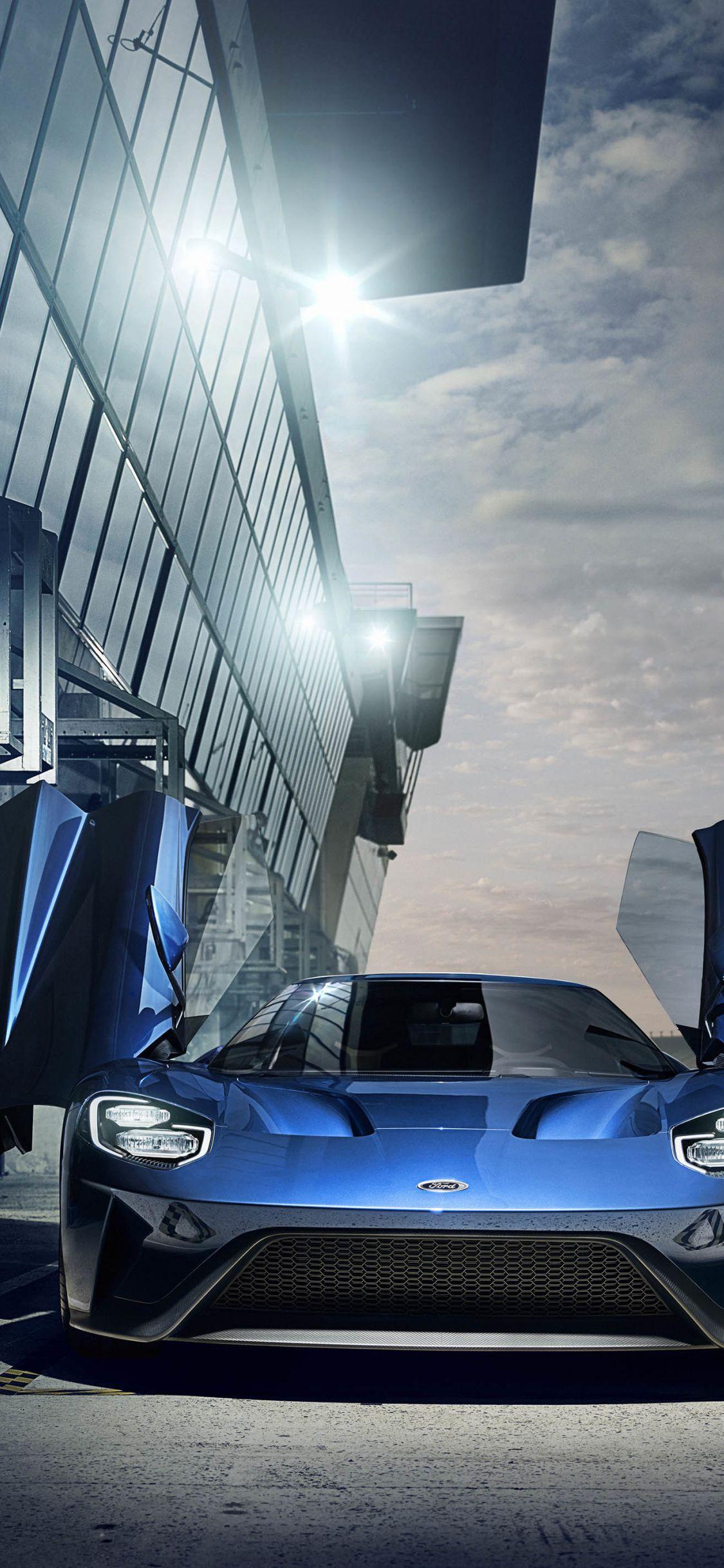 1125x2436 Download 1125x2436 wallpaper ford gt, front, blue, sports car