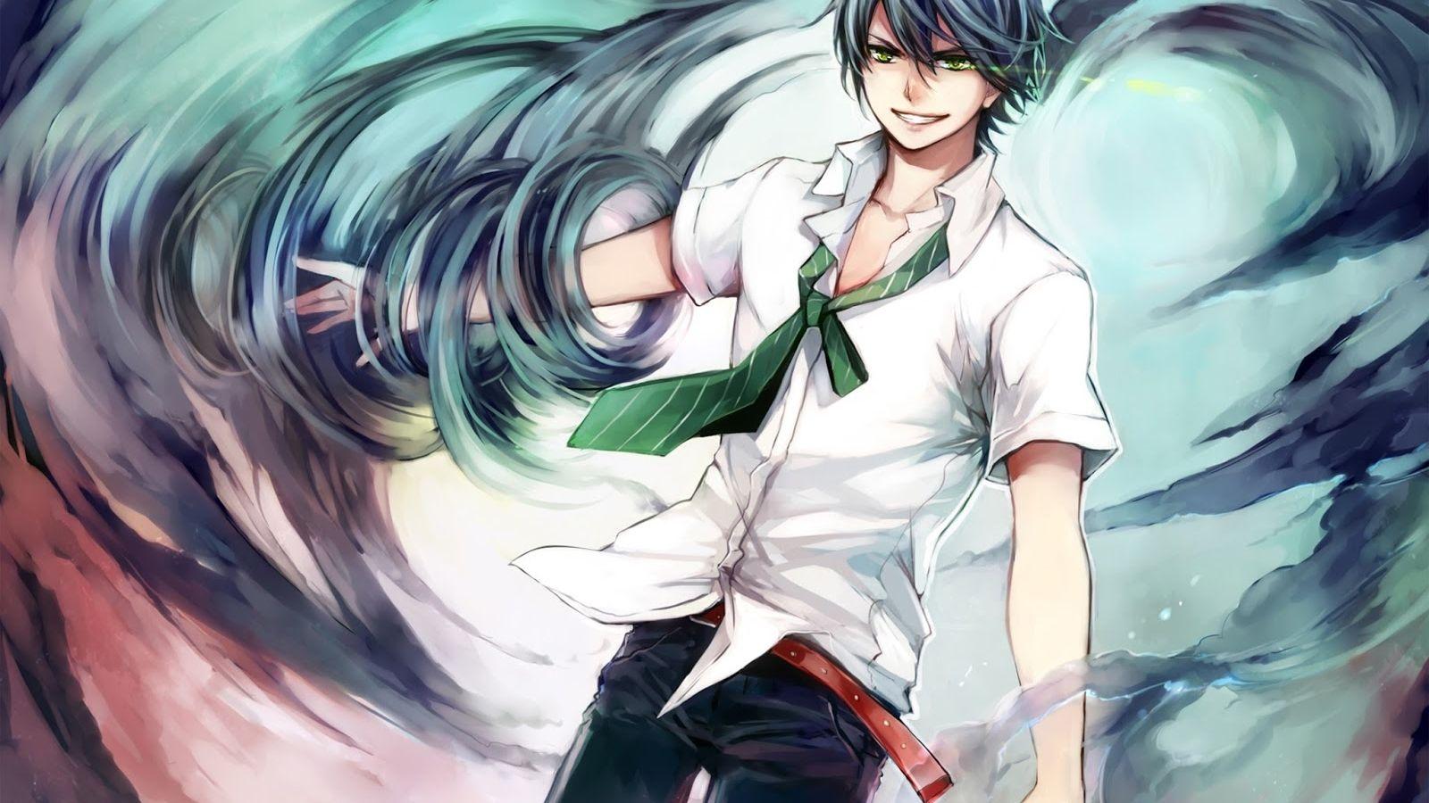 1600x900 Free download Anime Male Wind Grin Smile HD Wallpaper Background