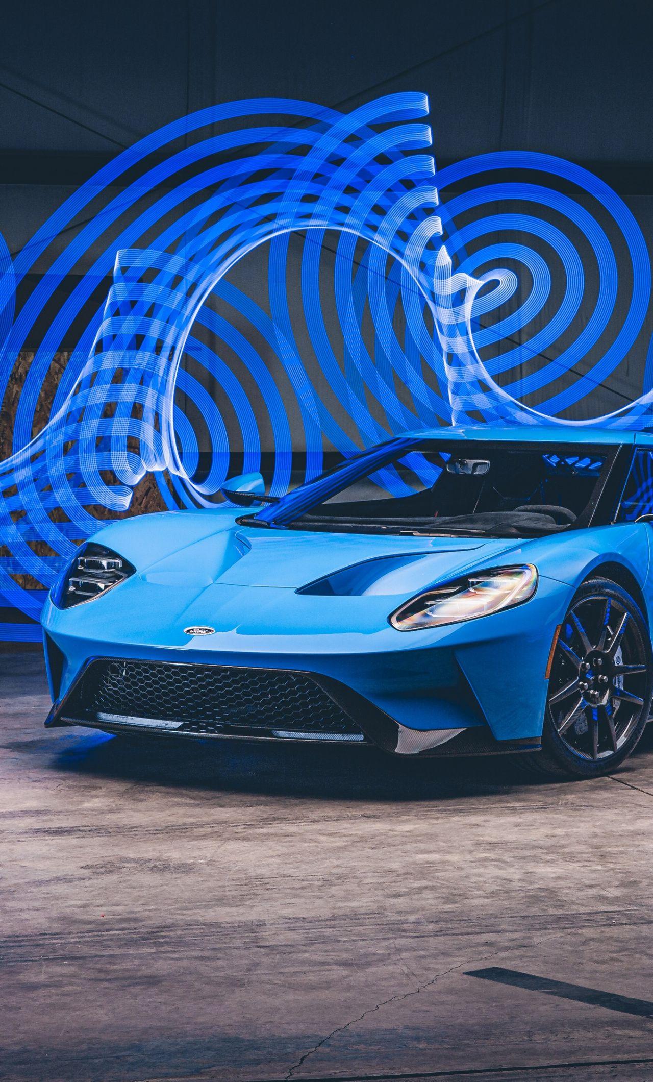 1280x2120 Download Ford GT, Blue Sportcar, Front View Wallpaper, 1280x2120