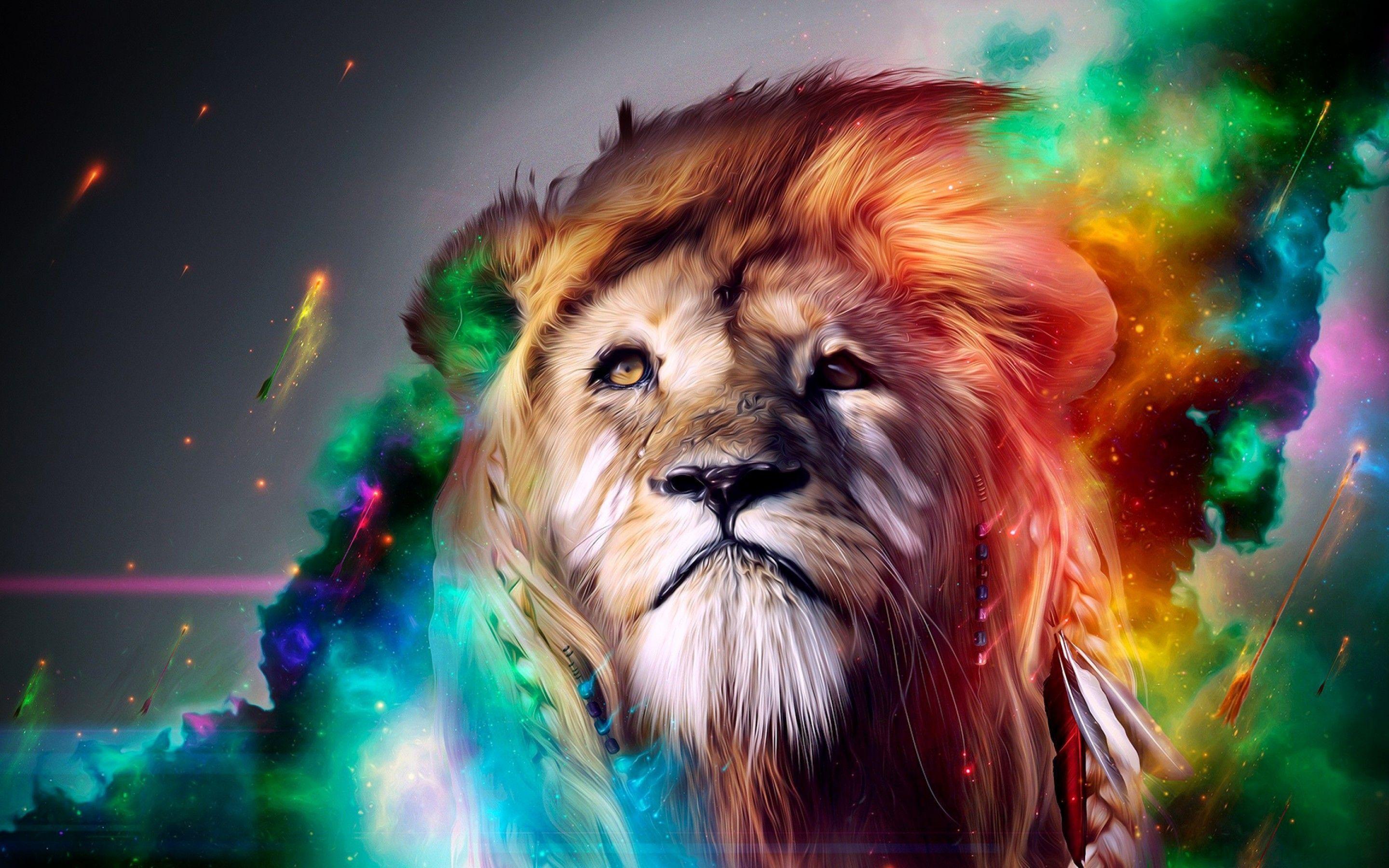 2880x1800 Lion 3D Graphics HD Hình nền máy tính.  Sư tử trừu tượng, bức tranh sư tử, nghệ thuật sư tử
