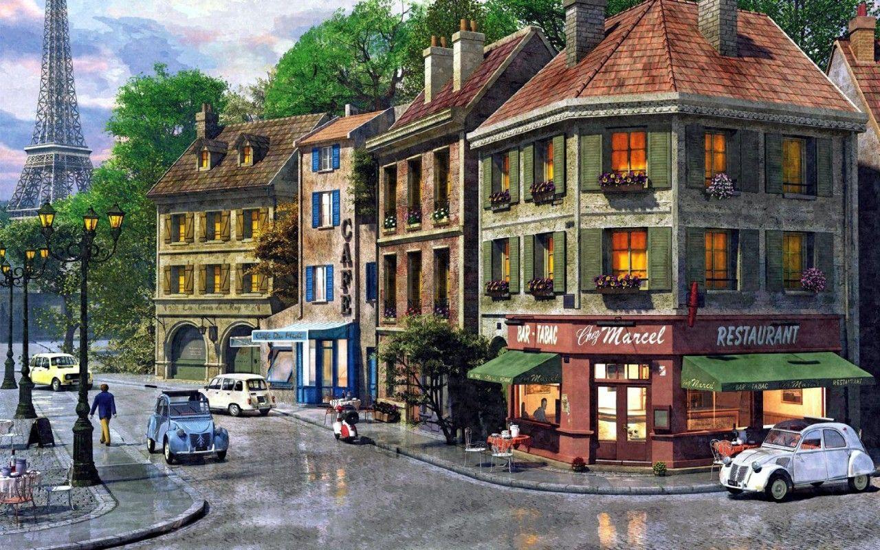 1280x800 Old Town Eiffel Tower wallpaper. Old Town Eiffel Tower