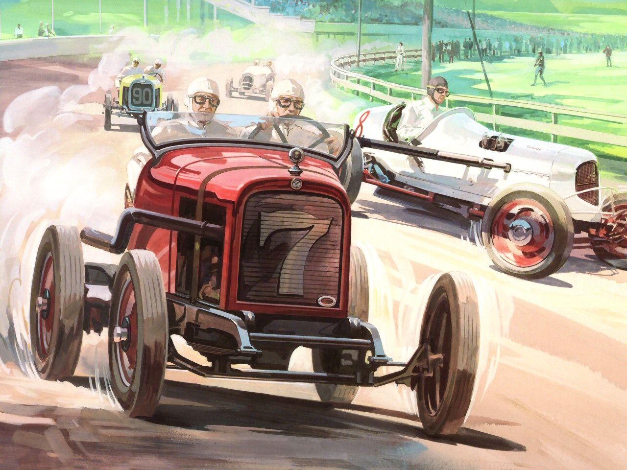 1280x960 Dodge Plymouth Dirt Track Race Cars Artist Rendition Red