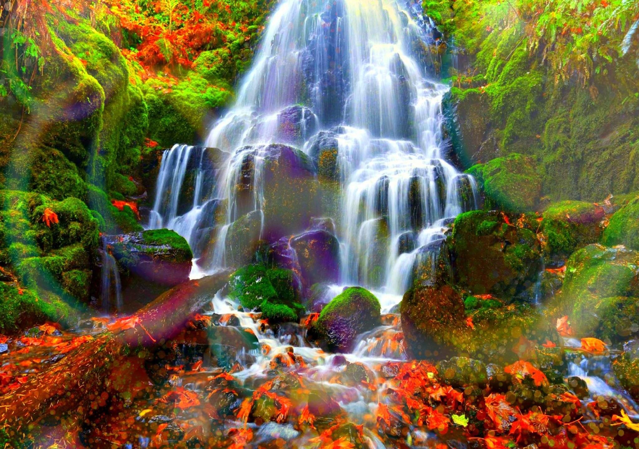 2048x1440 Autumn Cascades Wallpaper