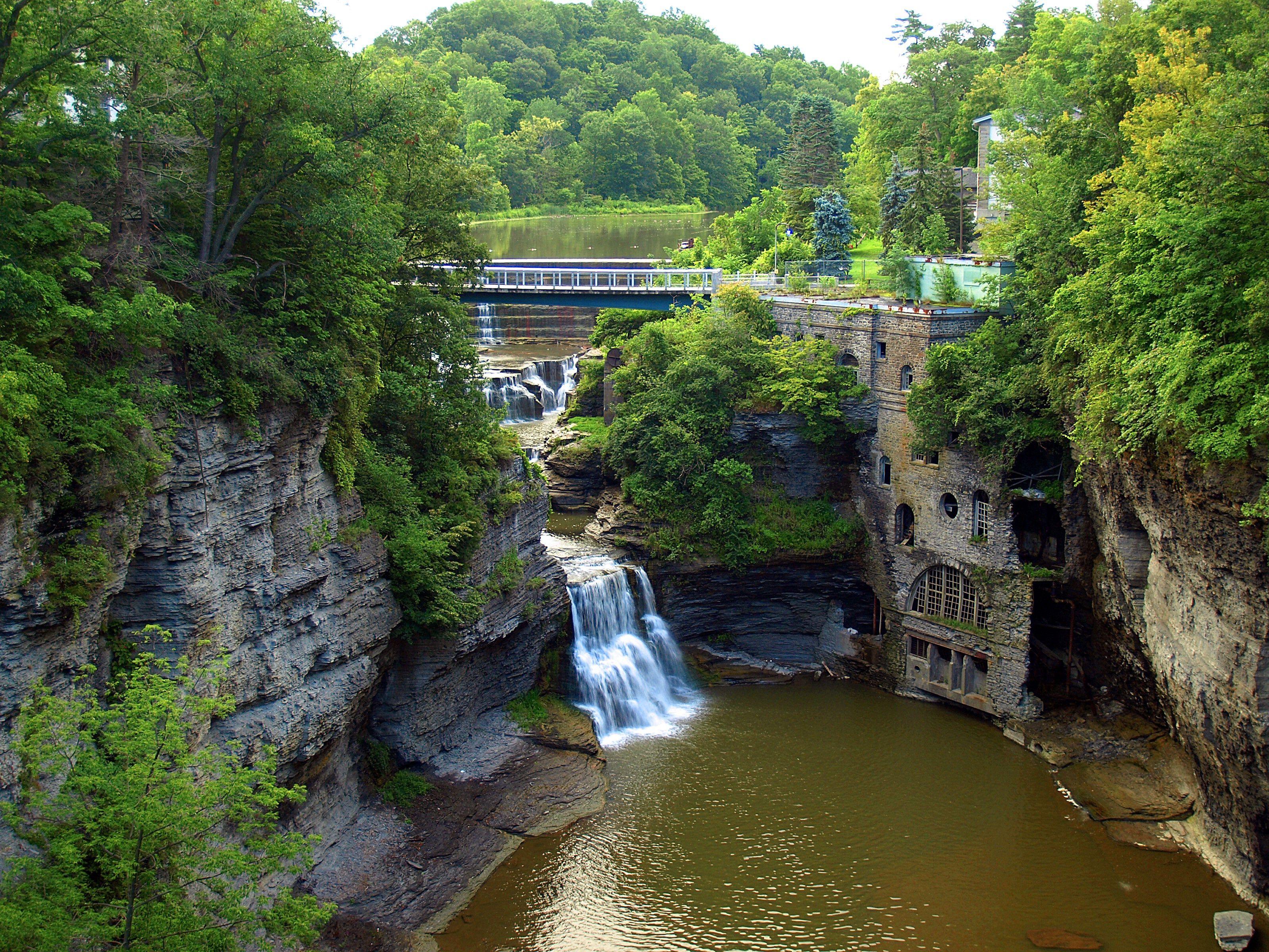 3200x2400 Waterfall cascade nature rocks trees landscape wallpaper