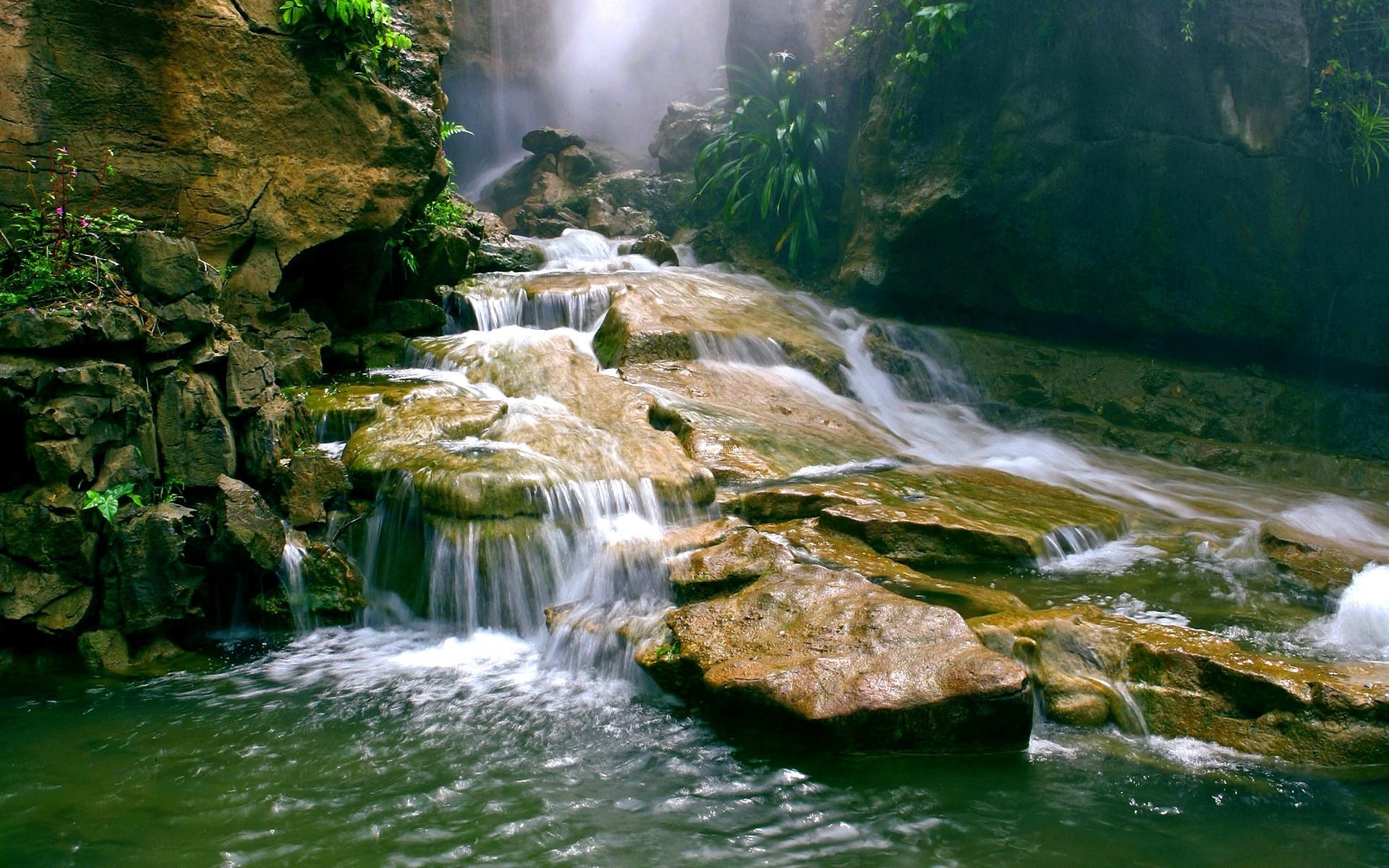 1920x1200 Fond Ecran Cascade Eaux Vives Nature Sauvage Wallpaper HD Water