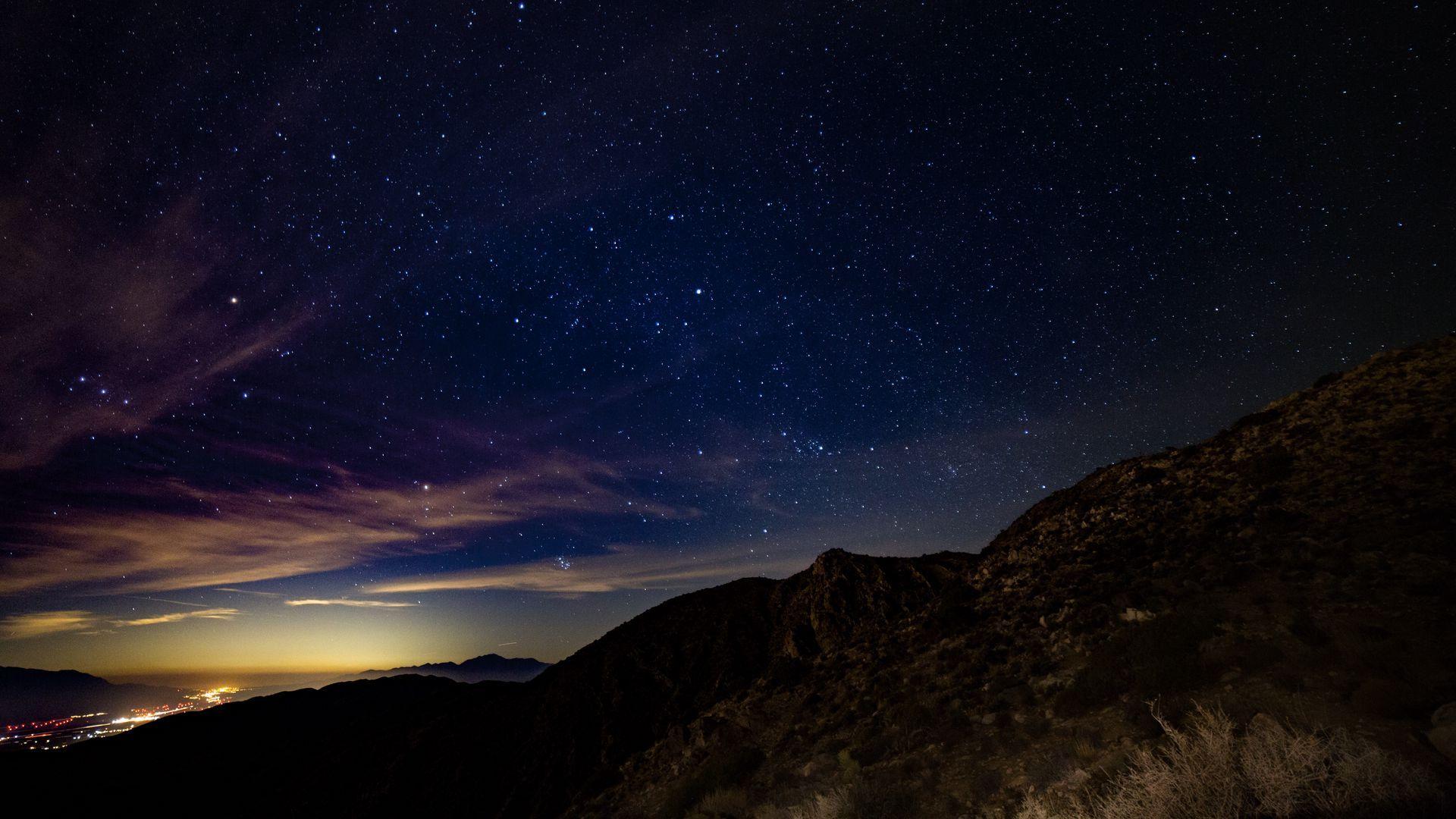 1920x1080 Download wallpaper 1920x1080 starry sky, mountains, stars, night