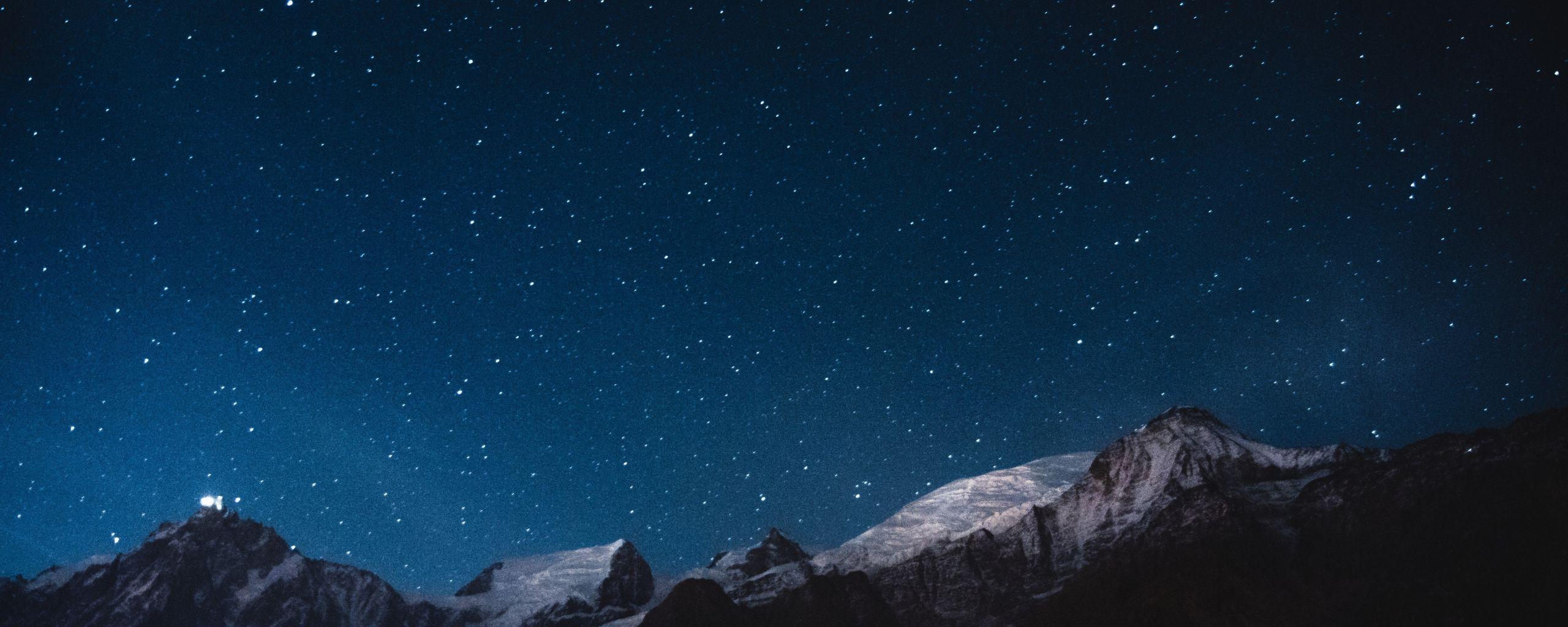 2560x1024 Download 2560x1024 wallpaper night, mountains, stars, nature, sky