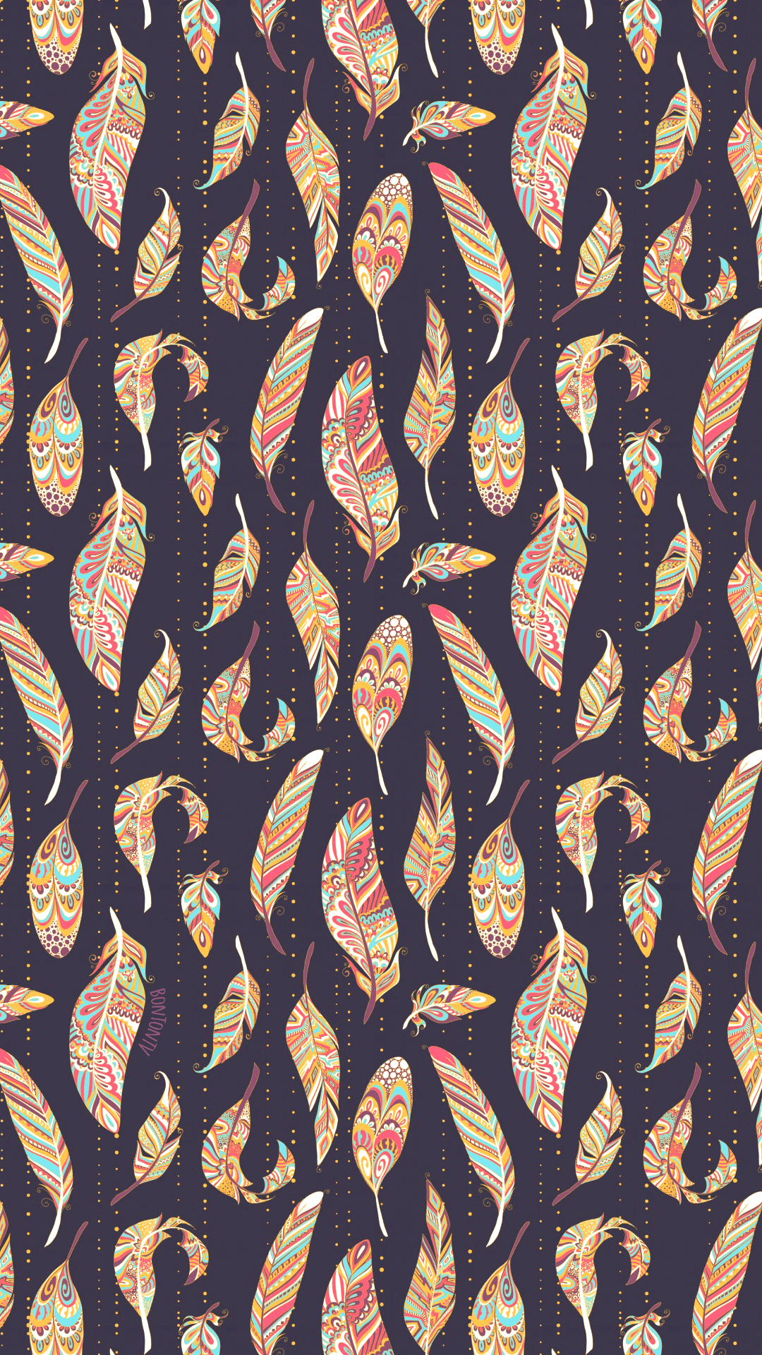 1080x1920 Phone Wallpaper HD Boho Feathers BonTon TV