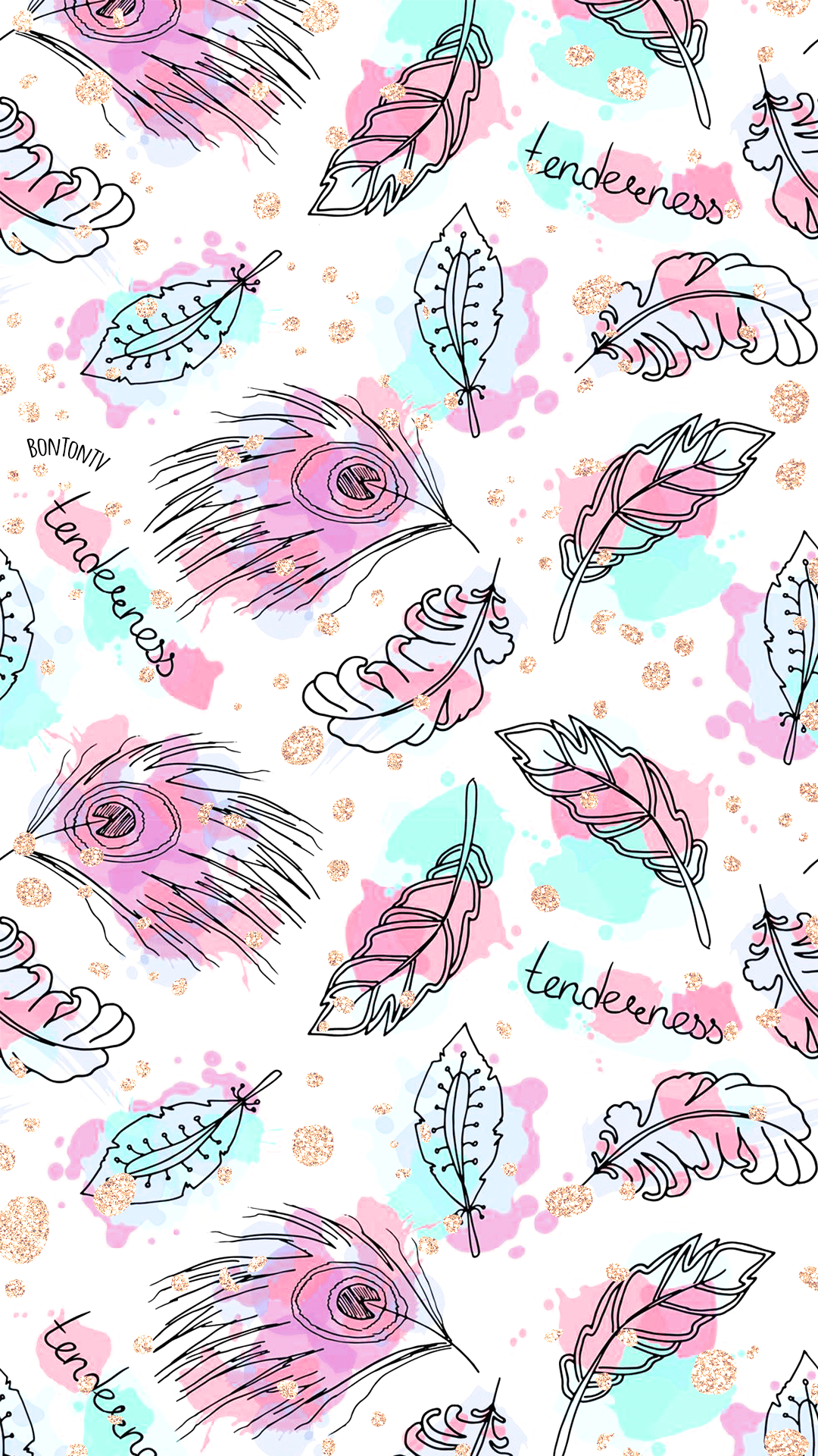 1080x1920 Phone Wallpaper HD Boho Feathers BonTon TV