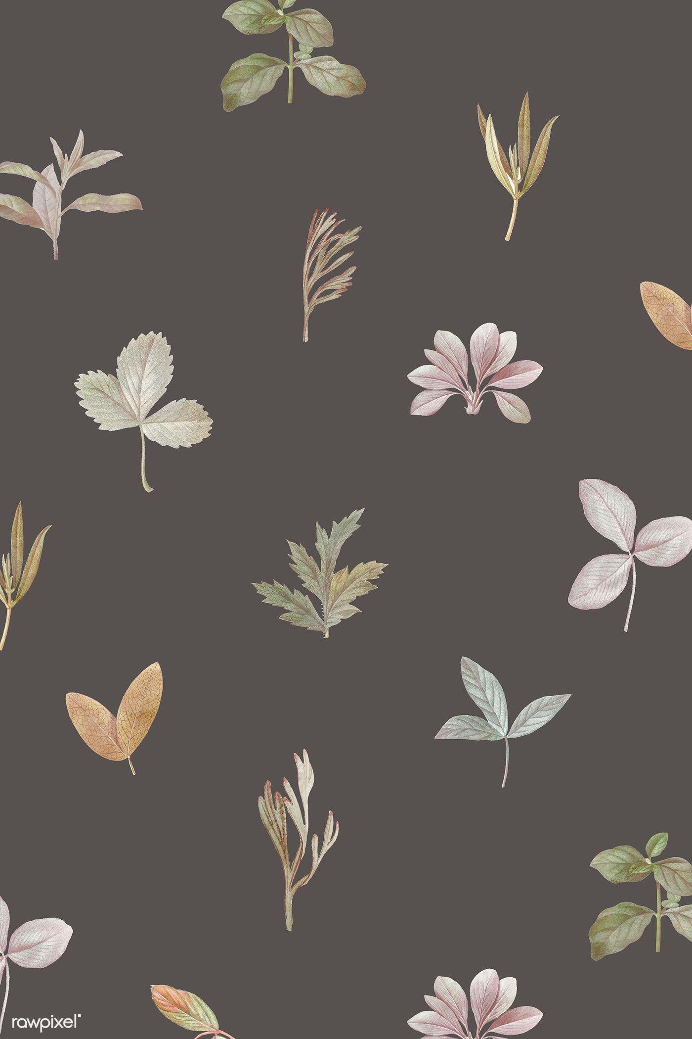 1400x2100 Download premium vector of Foliage pattern on brown background