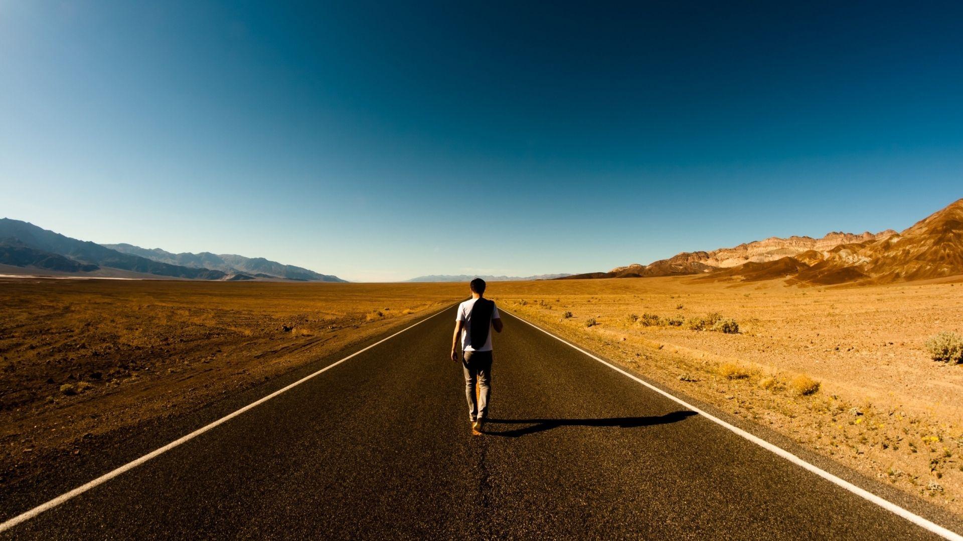 1920x1080 Wonderful Nature Man Desert Road Wallpaper Wallpaper