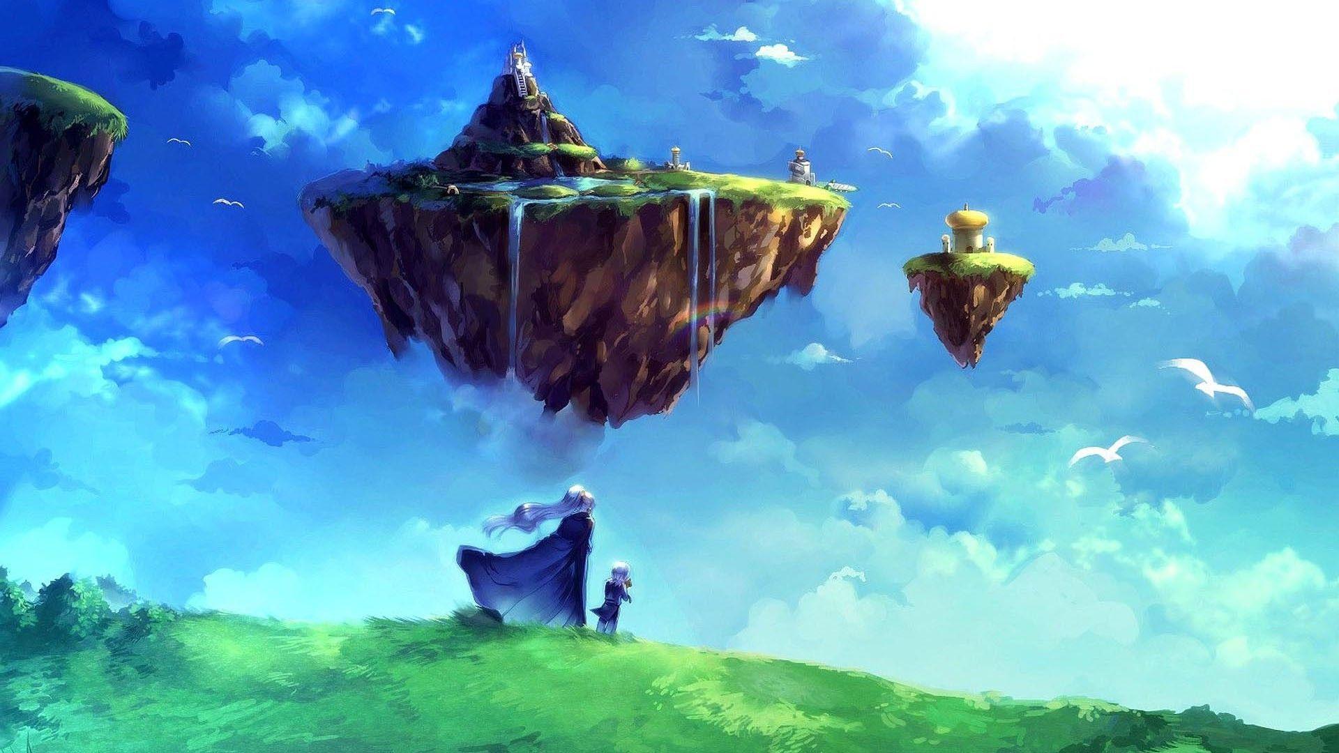 1920x1080 anime, Sky, Nature, Floating Island, Chrono Trigger, Janus Zeal