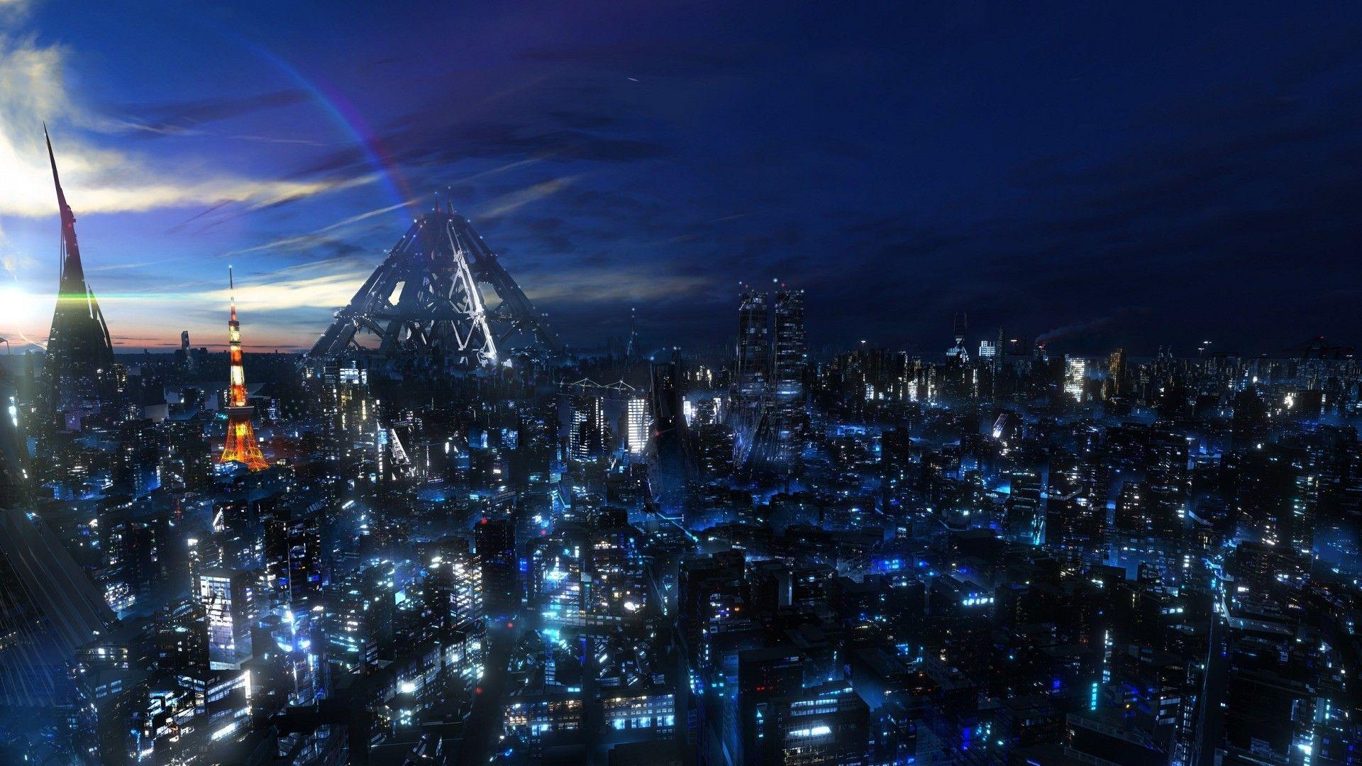 1920x1080 cityscapes, Anime, Cities, Futuristic, City Wallpaper HD