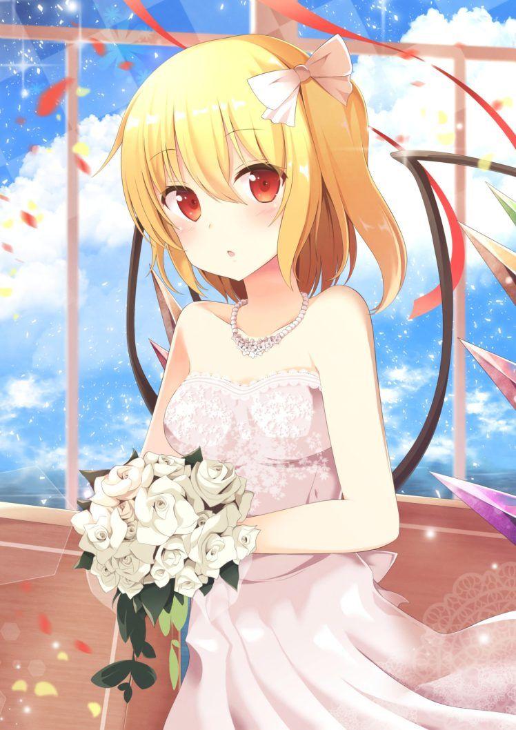 748x1058 short hair, Blonde, Red eyes, Anime, Anime girls, Touhou, Flandre