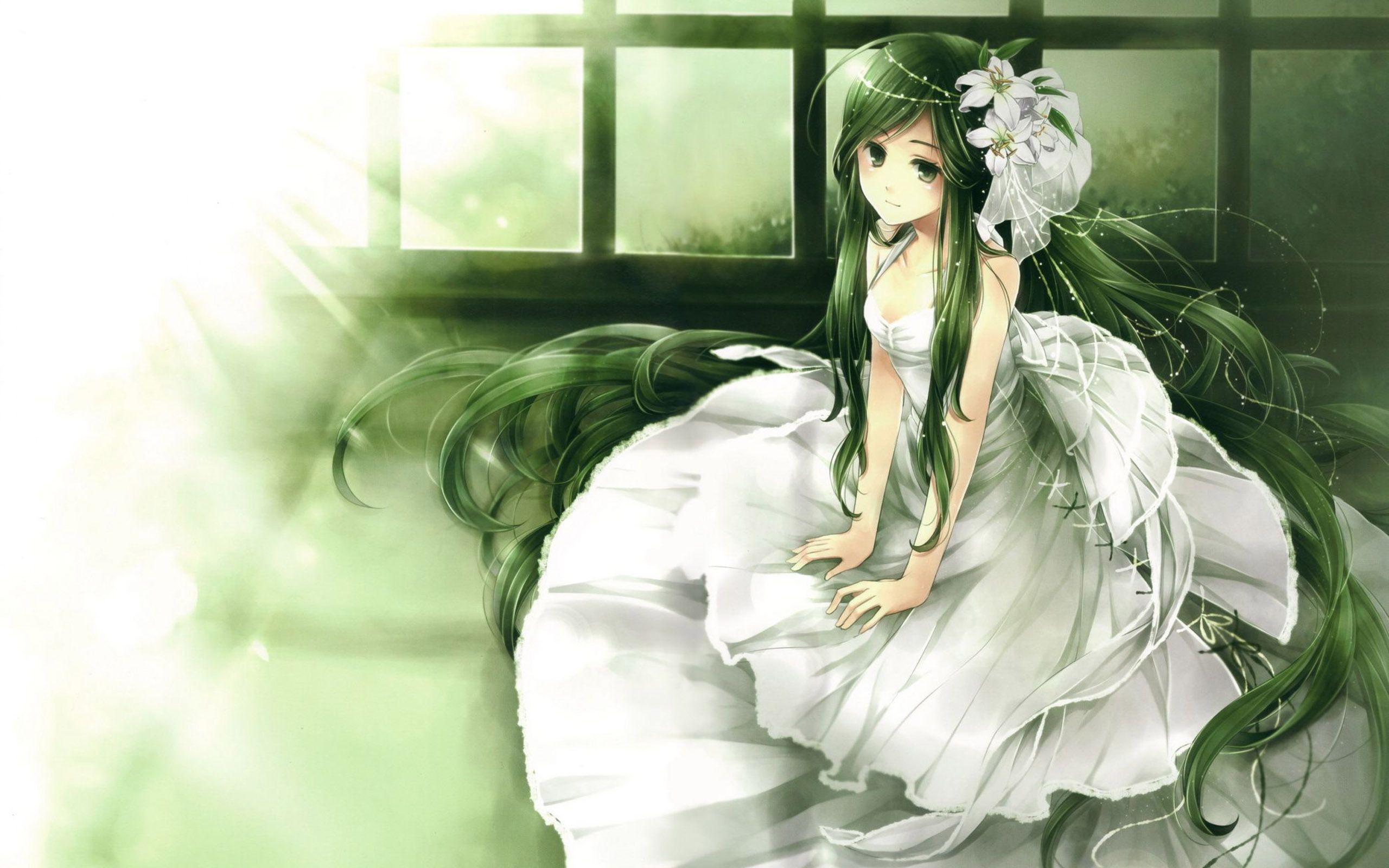 Beautiful Anime Girl Wedding Dress Wallpaper 4K 3050g