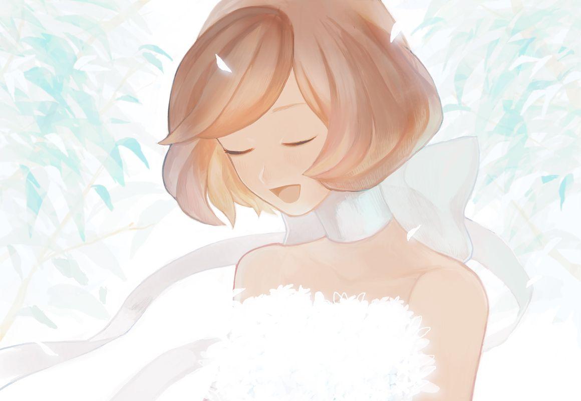 1160x800 brown hair meiko short hair vocaloid wedding dress white
