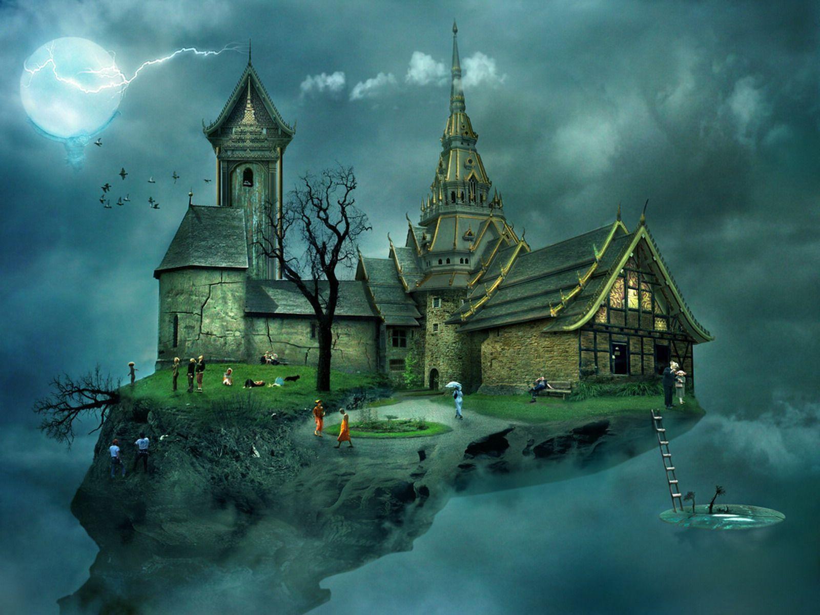 1600x1200 fantasy floating houses / 1600x1200 Wallpaper. Fantasy castle