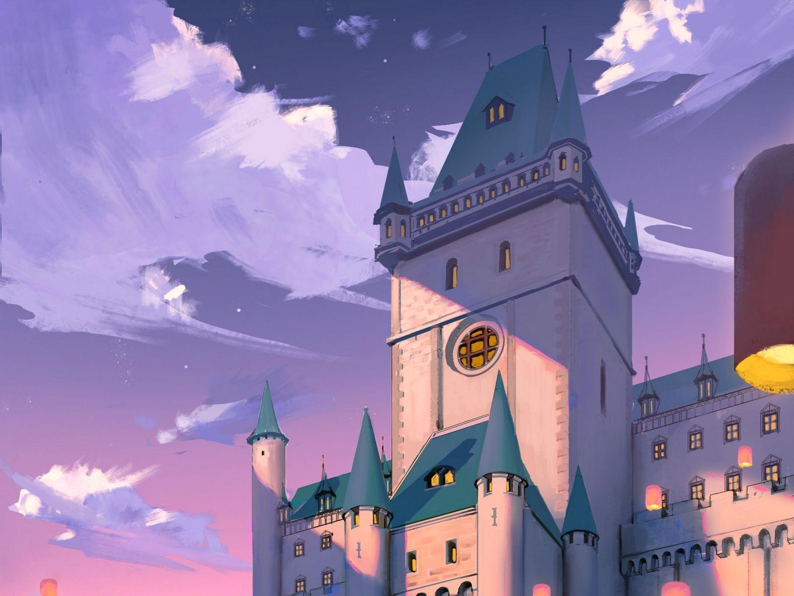 1600x1200 Download wallpaper 1600x1200 castle, bridge, river, art standard 4