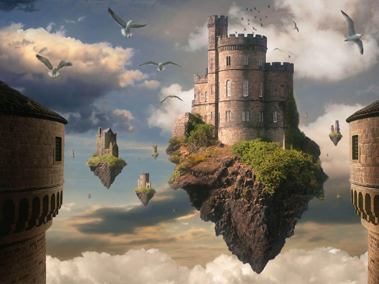 1600x1200 Floating castle wallpaper. Floating castle