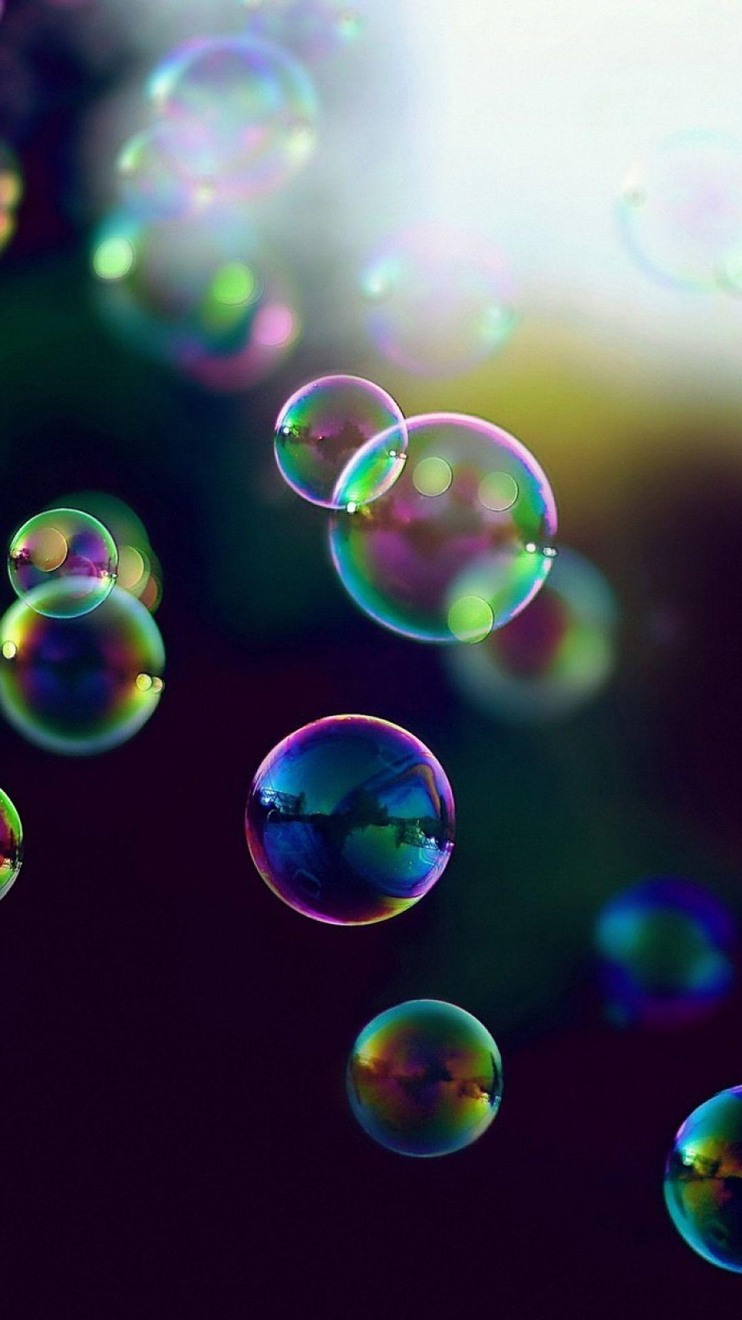 1080x1920 ↑↑TAP AND GET THE FREE APP! Blurred Soap Bubbles Black