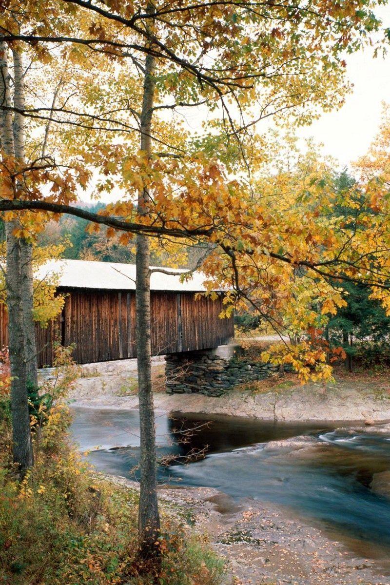 800x1200 Download wallpaper 800x1200 river, bridge, waterville, vermont