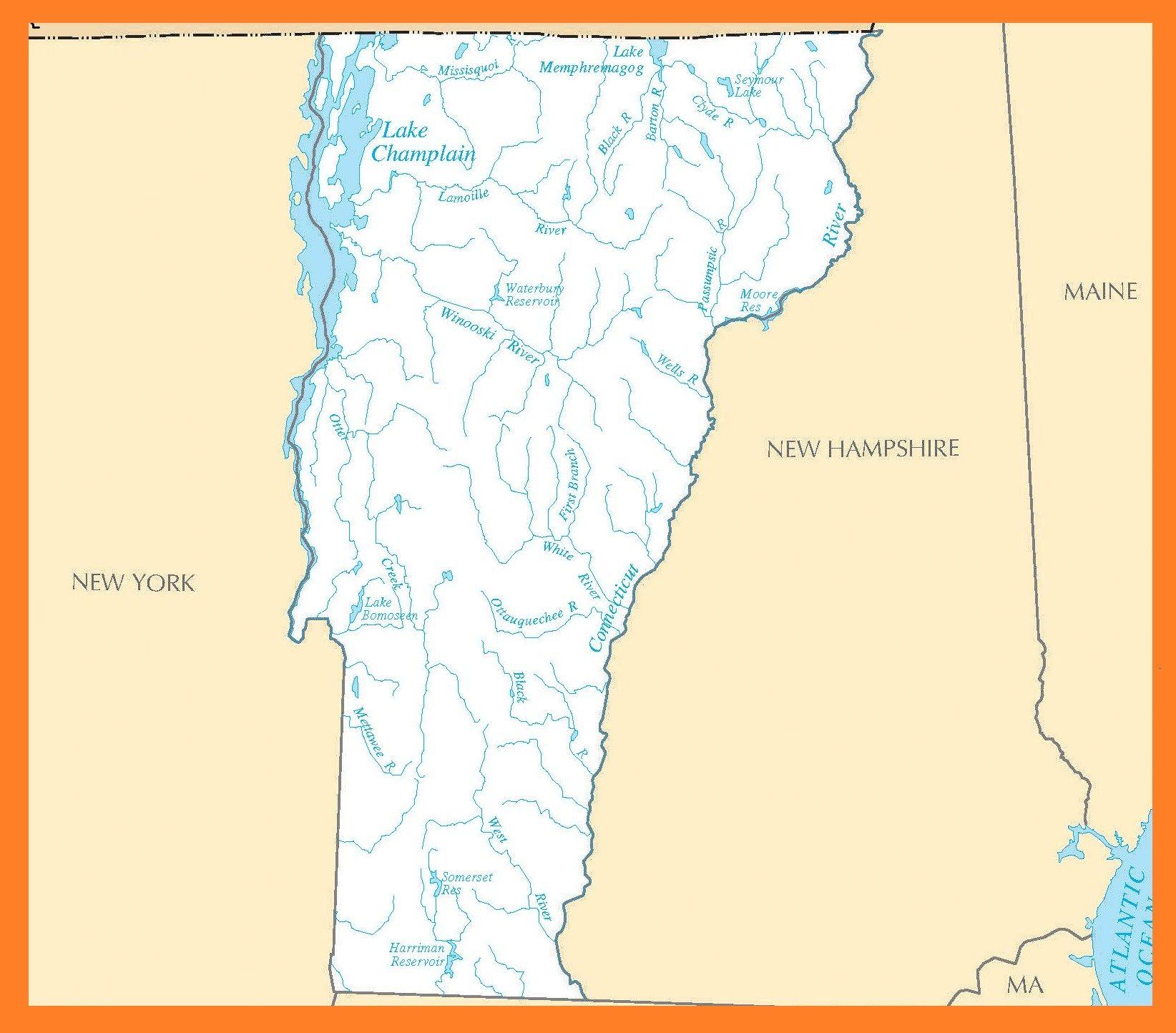 1644x1444 Vermont Rivers Map. Large Printable High Resolution and Standard