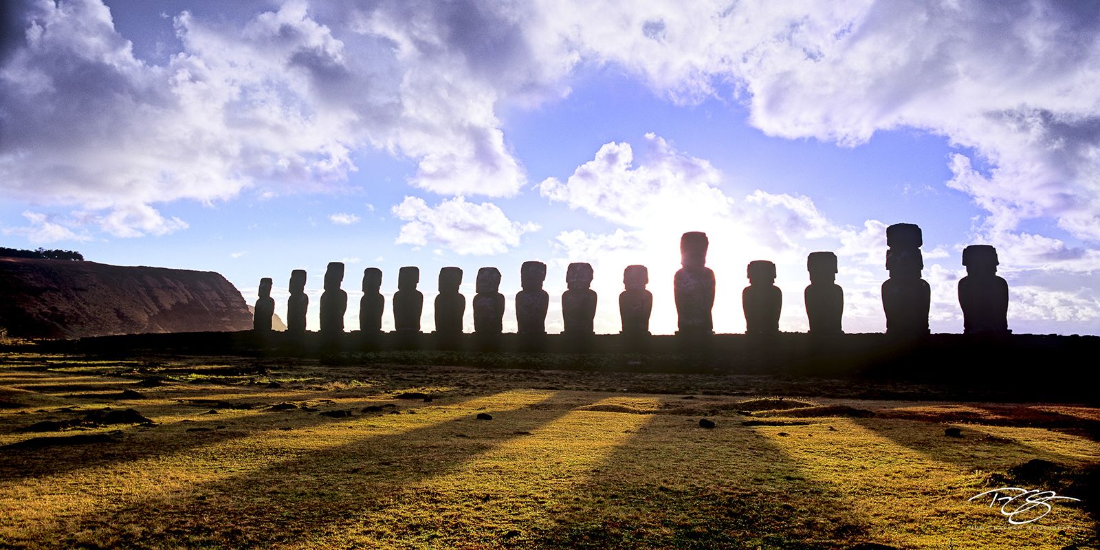 1600x800 Shadows of Tongariki. Easter Island, Chile. Timm Chapman Photography
