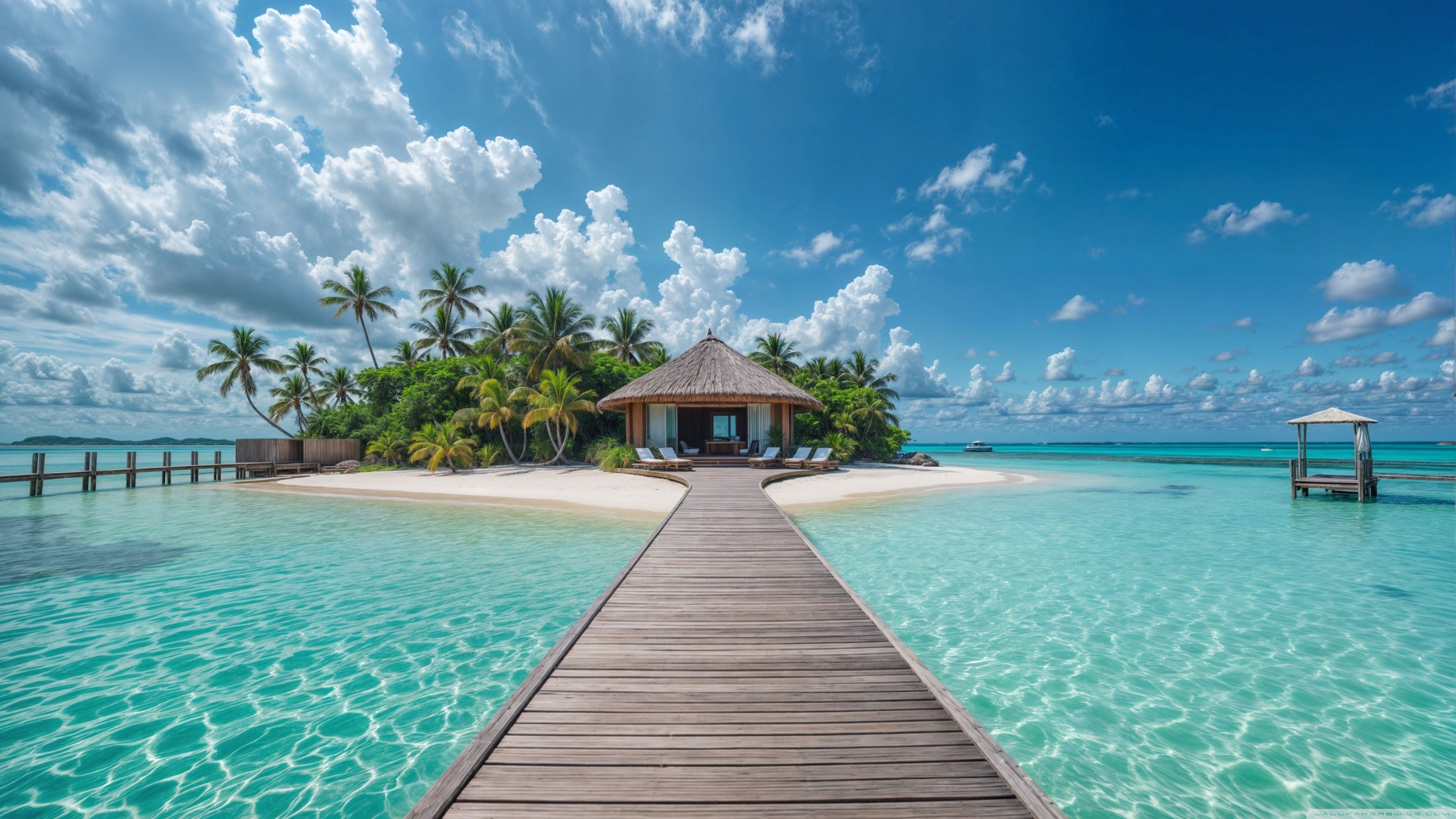 3840x2160 Summer, Tropical, Vacation, Sea, Palm Trees, Resort 4K UHD Wallpaper for UltraHD Desktop and TV : Widescreen and UltraWide Display : Dual Monitor : Smartphone and Tablet Devices