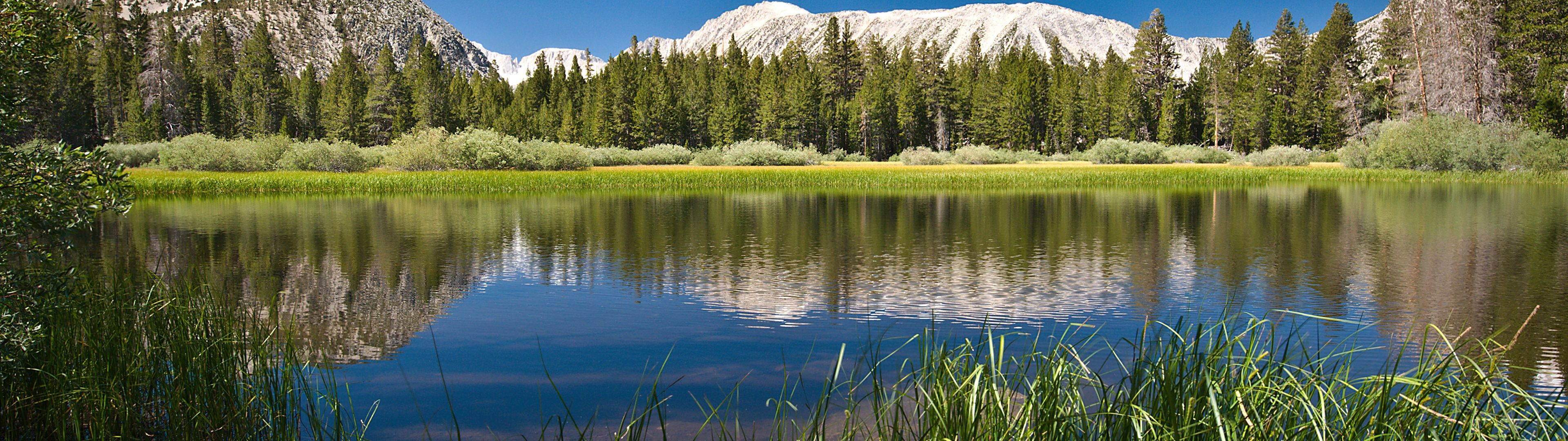3840x1080 Lake Wallpaper 4K, Scenery, Mountains, Forest
