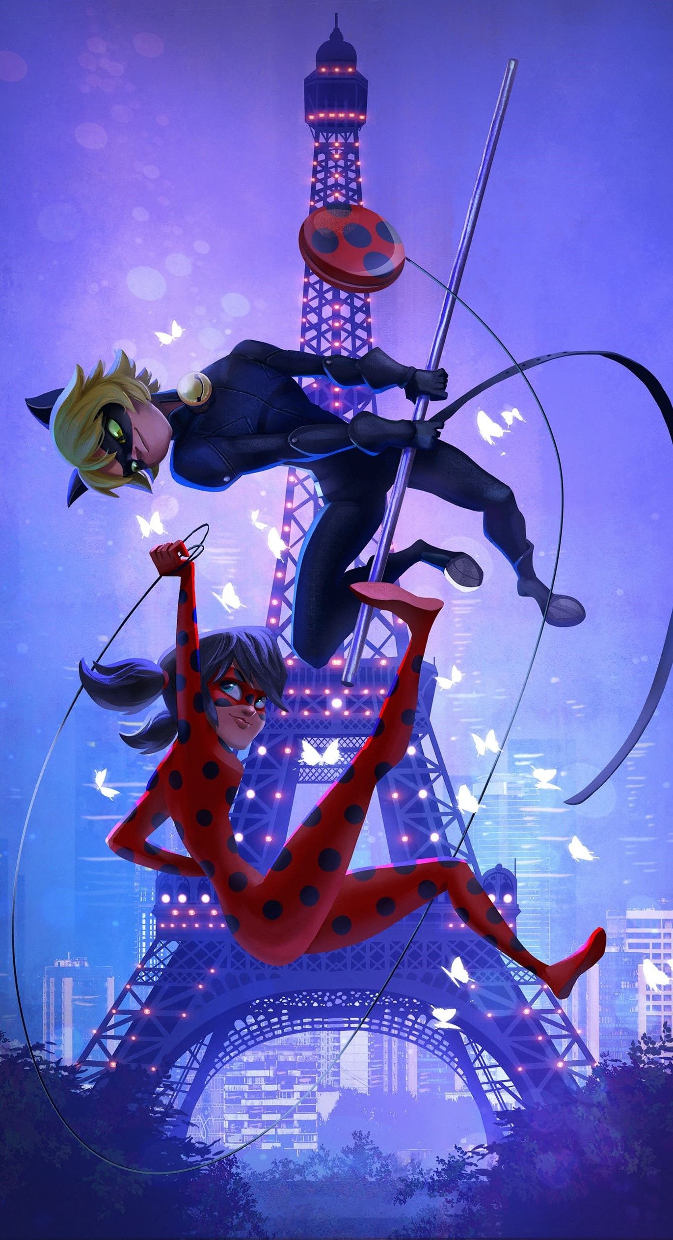 1371x2525 Ladybug and Cat Noir Wallpaper