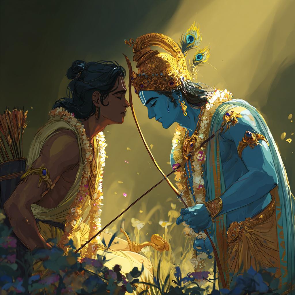1024x1024 Download Free Krishna & Arjuna (Geeta) Wallpaper (2026)