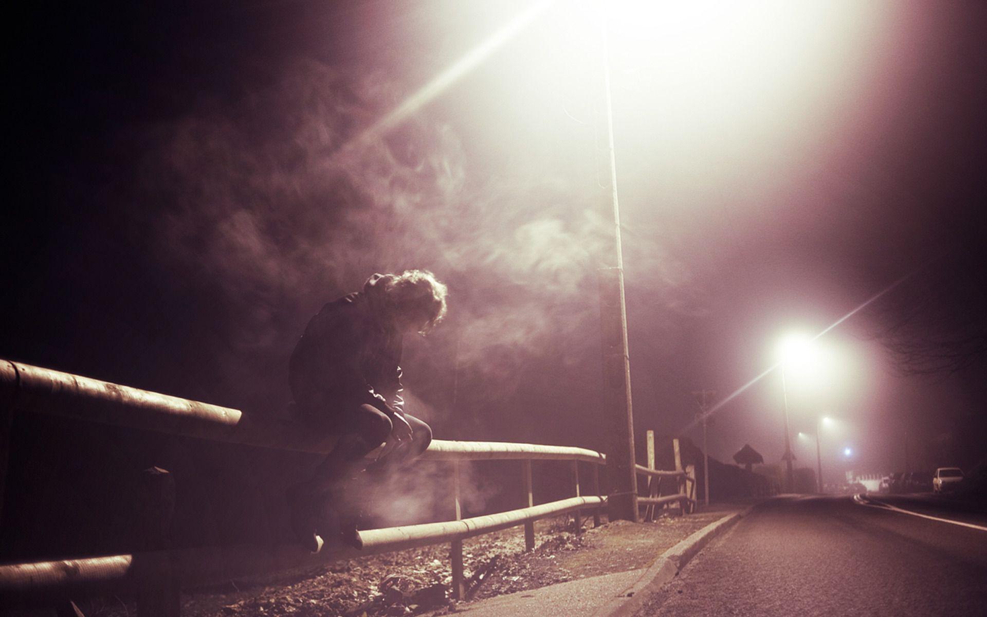 1920x1200 sad, Men, Smoking, Road, Night Wallpaper HD / Desktop and Mobile Background