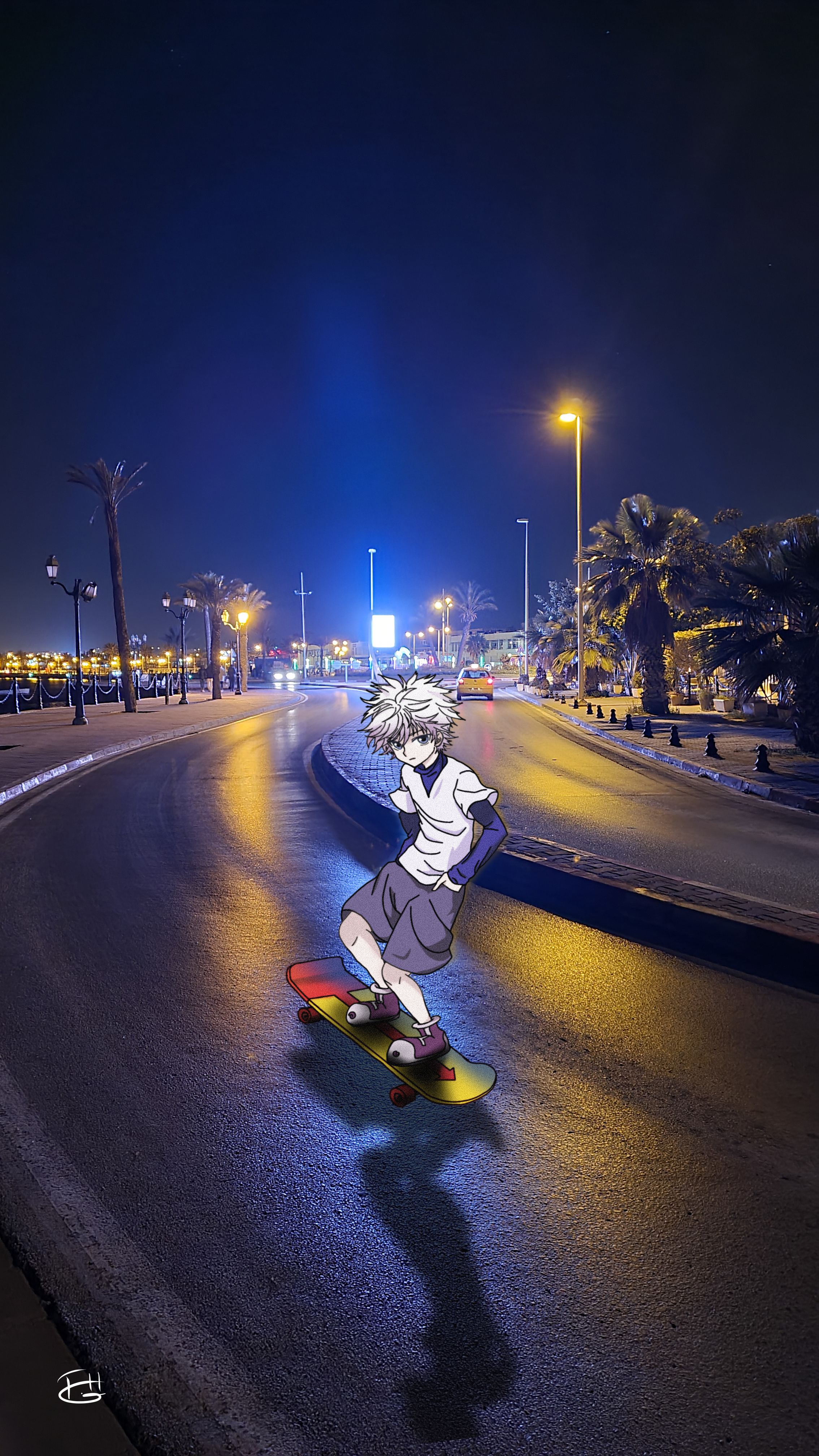 2268x4032 Killua skateboarding at night by Fares Hentati on Dribbble