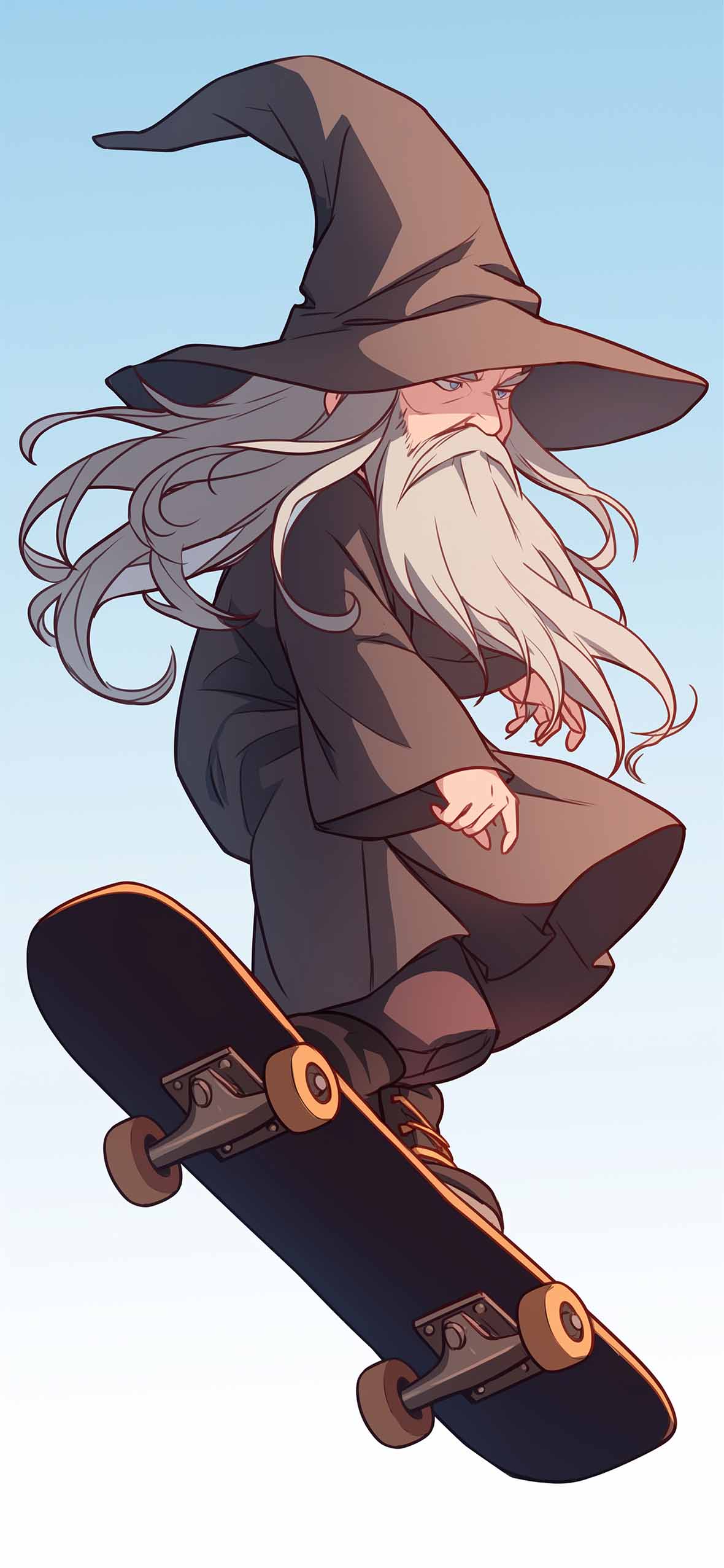 1180x2554 Gandalf Wizard Skateboard Trick Cartoon Wallpaper iPhone HD