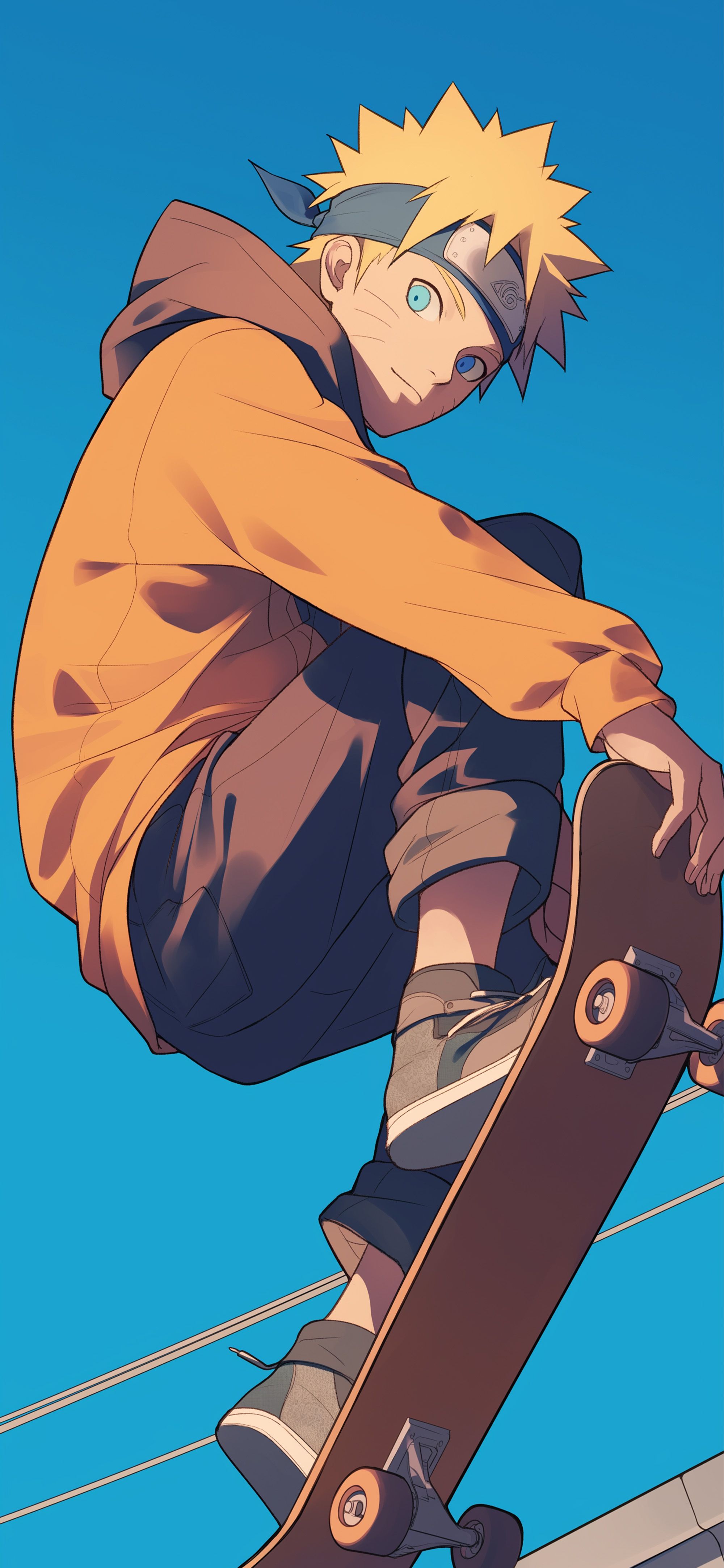 2000x4329 Skater Naruto Hoodie Style Blue Sky Wallpaper