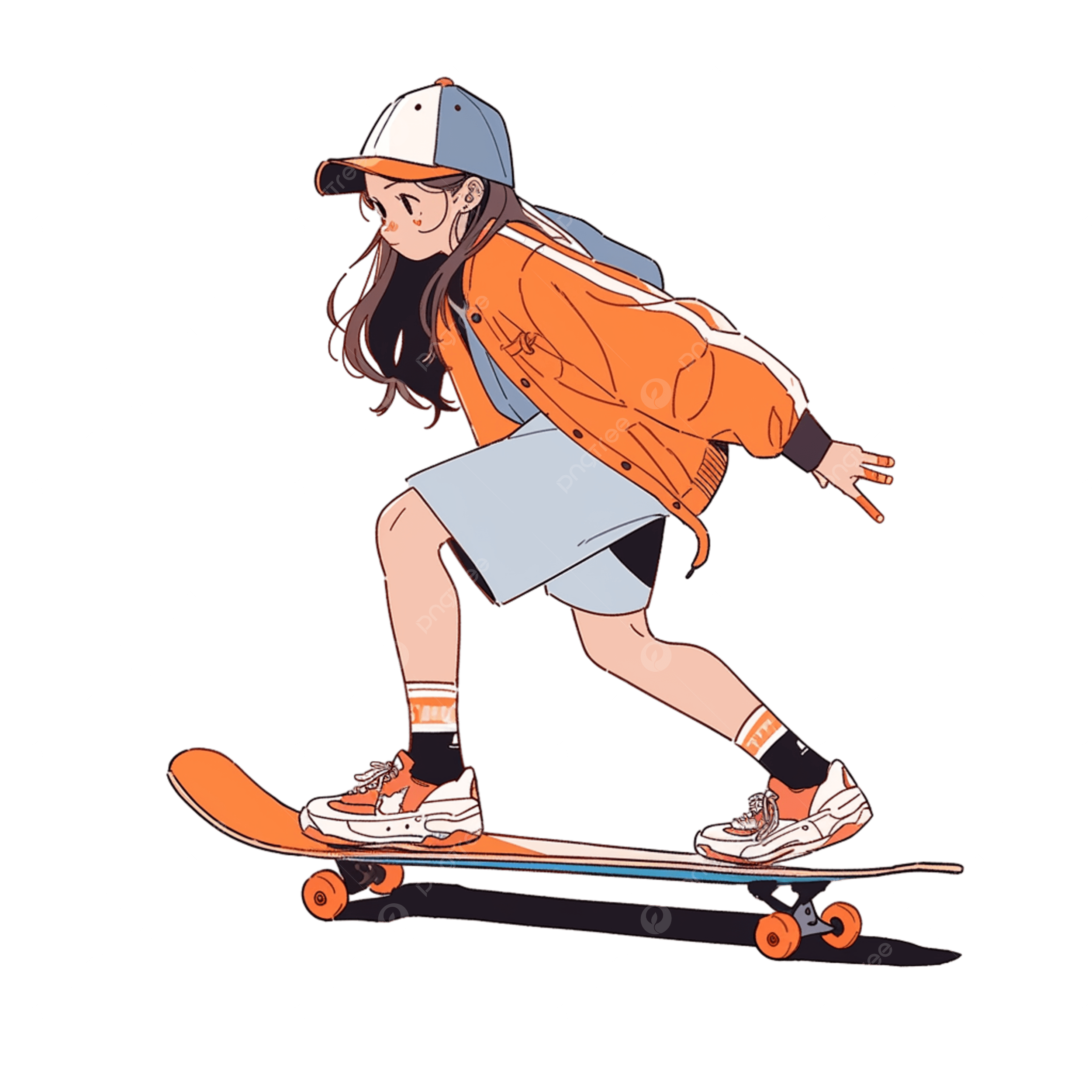 2500x2500 Hand Drawn Cartoon Elements Skateboard Girl Sport, Hand Clipart, Cartoon Clipart, Skateboard Clipart PNG Transparent Image and Clipart for Free Download