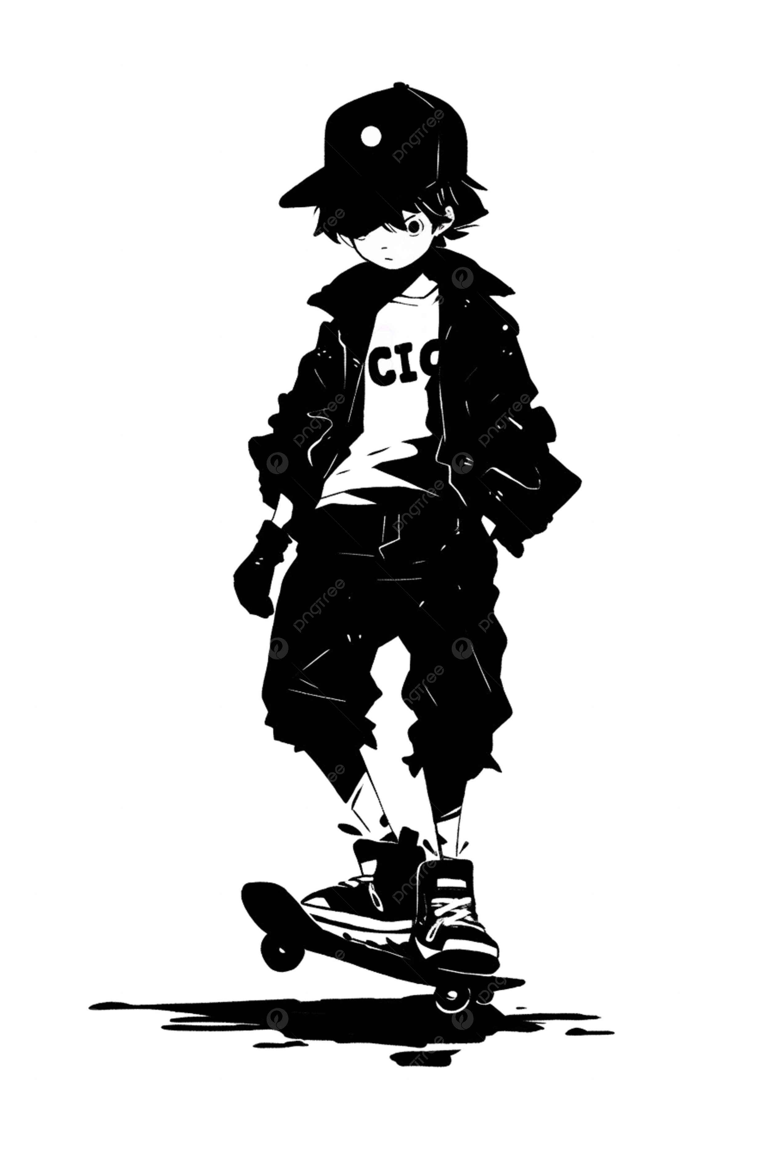 2500x3750 Skateboard Boy Cute Line Character Elements, Line Clipart, Skateboard Clipart, Character Clipart PNG Transparent Image and Clipart for Free Download