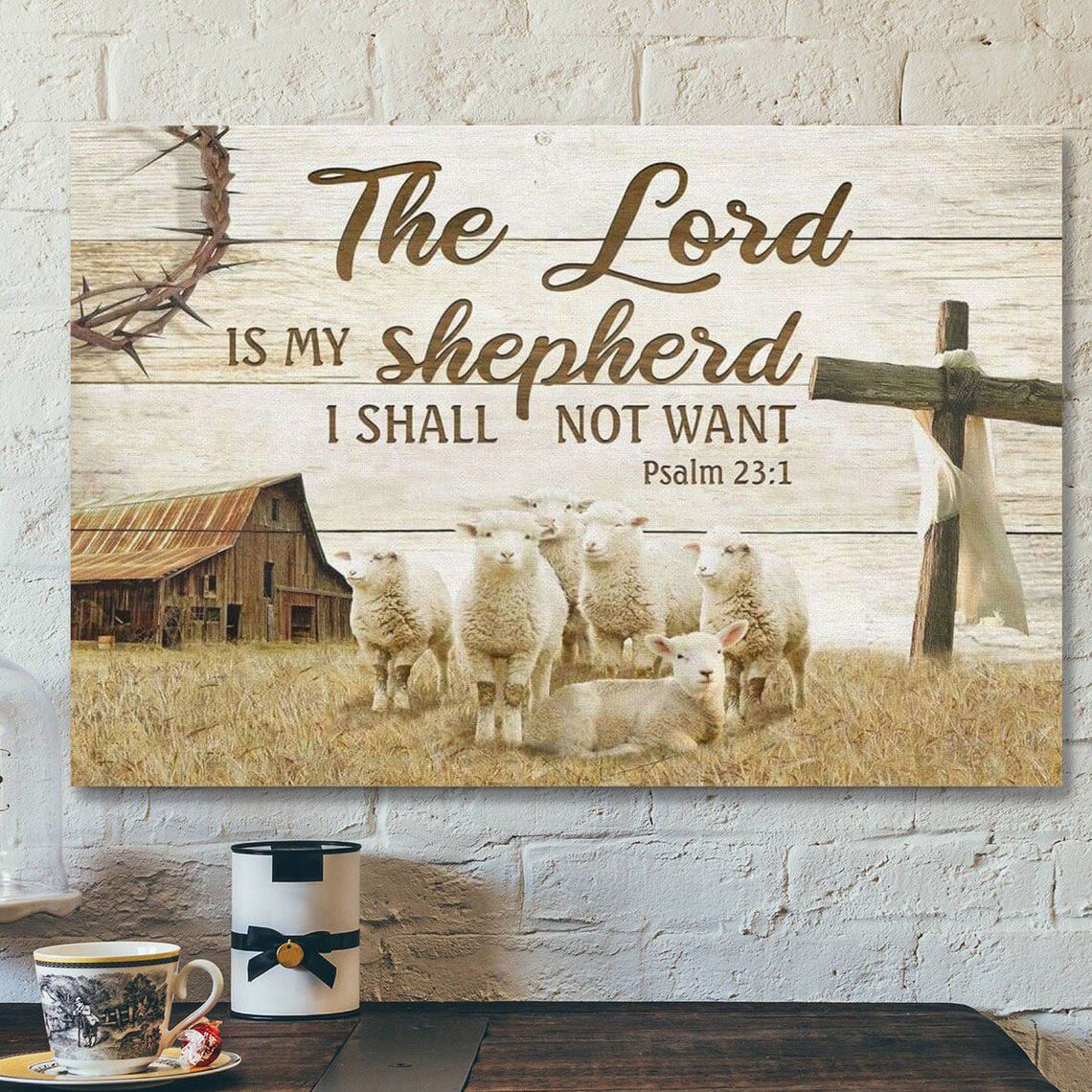 1140x1140 The Lord Is My Shepherd Bible Verse Canvas Wall Art Sale