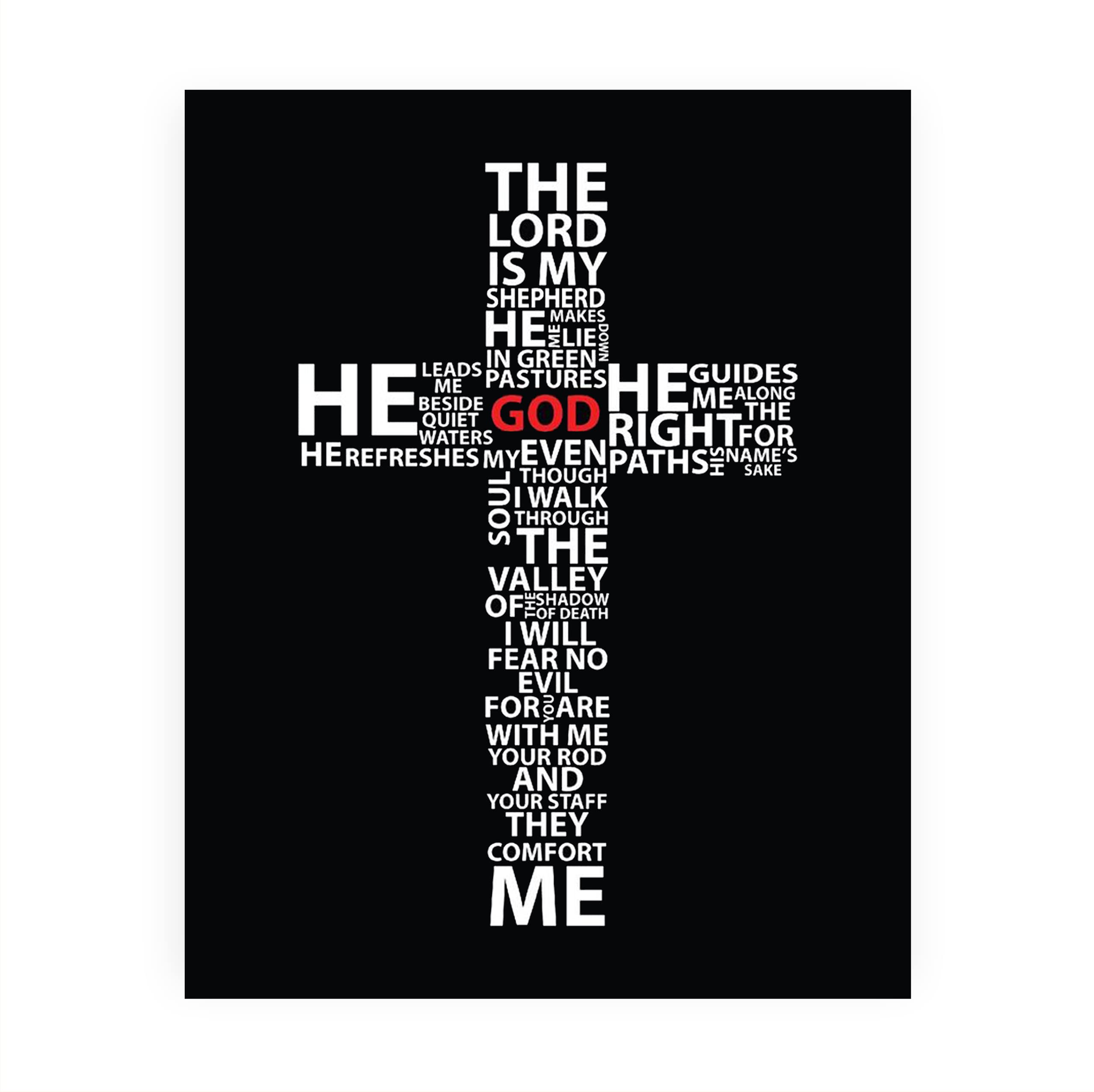 2557x2551 23rd Psalm- Bible Verse Cross Art.The Lord Is My Shepherd, I Shall No