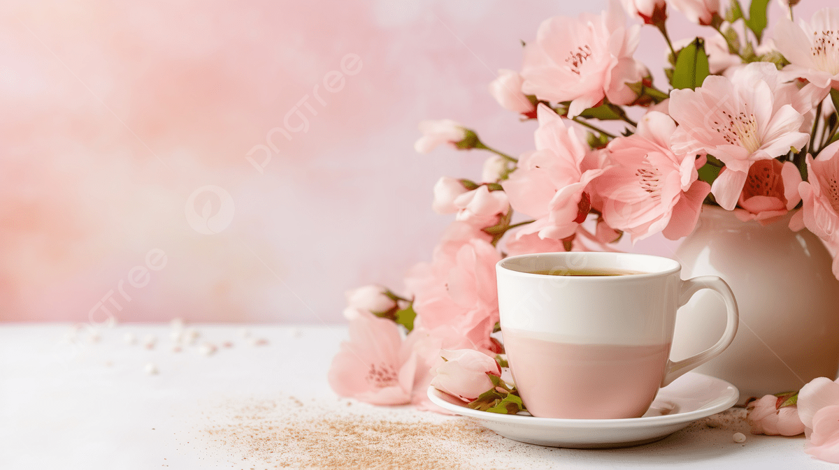 1200x673 Exquisite Blooms Paired With A Coffee Cup On A Delicate Textured Background, Flower Gift, Fresh Flowers, Nature Flowers Background Image And Wallpaper for Free Download