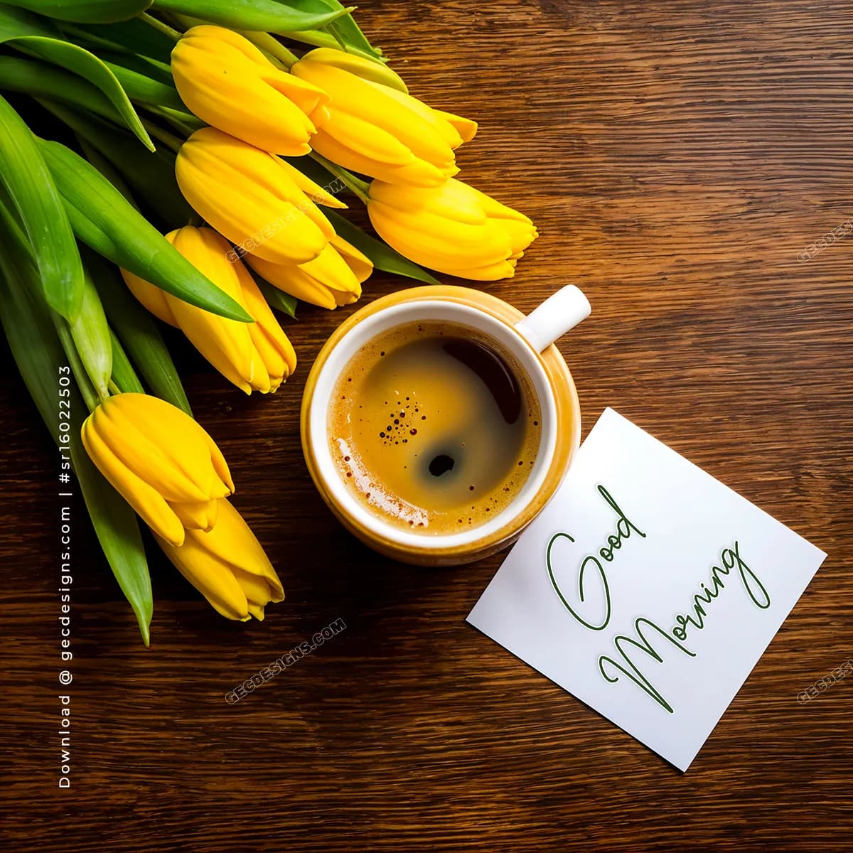 1200x1200 Good Morning image with Coffee and Flowers background: Free & Premium Creative Assets