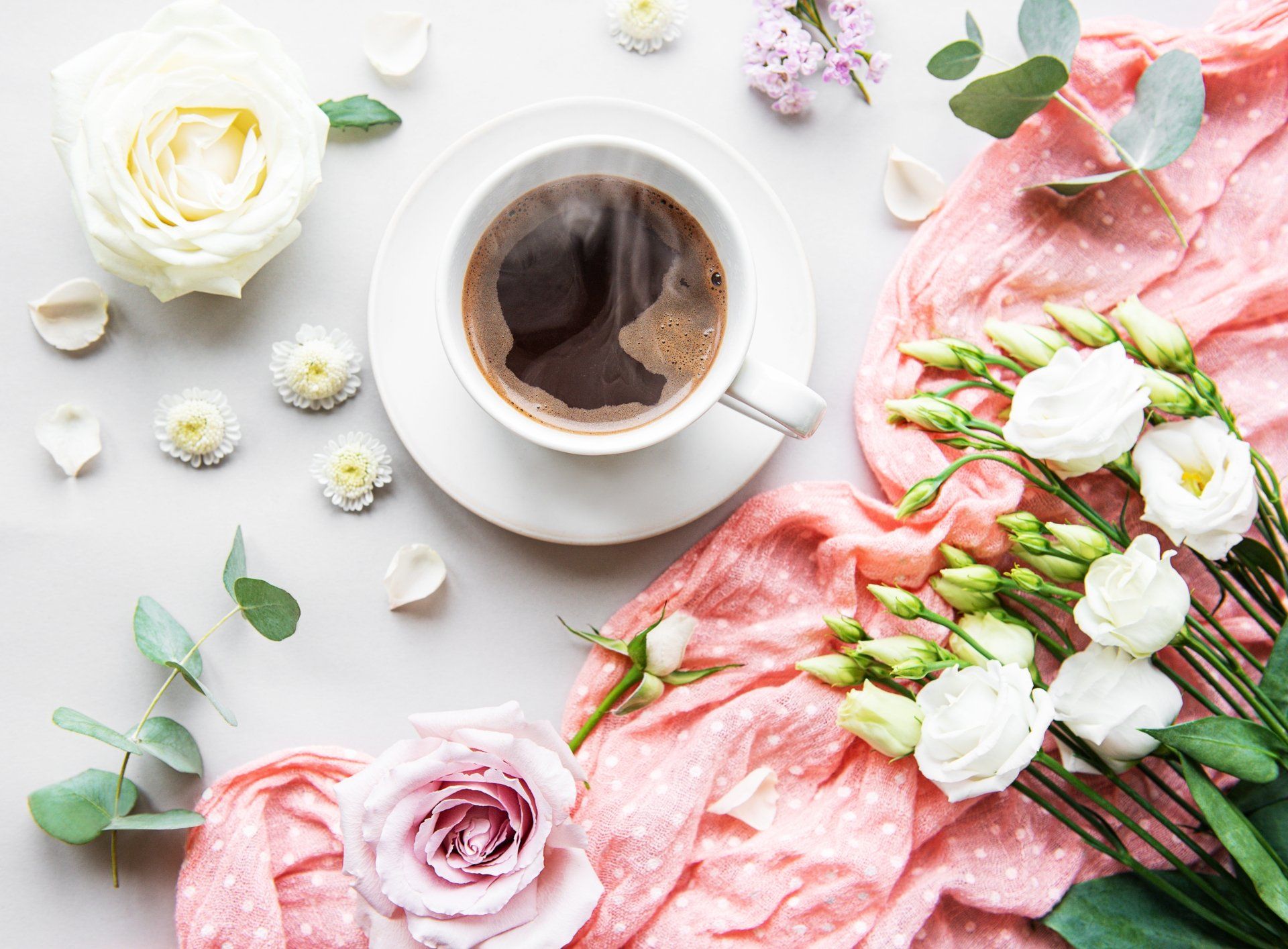 1920x1414 Download Still Life White Flower Drink Cup Flower Food Coffee 4k Ultra HD Wallpaperx3768